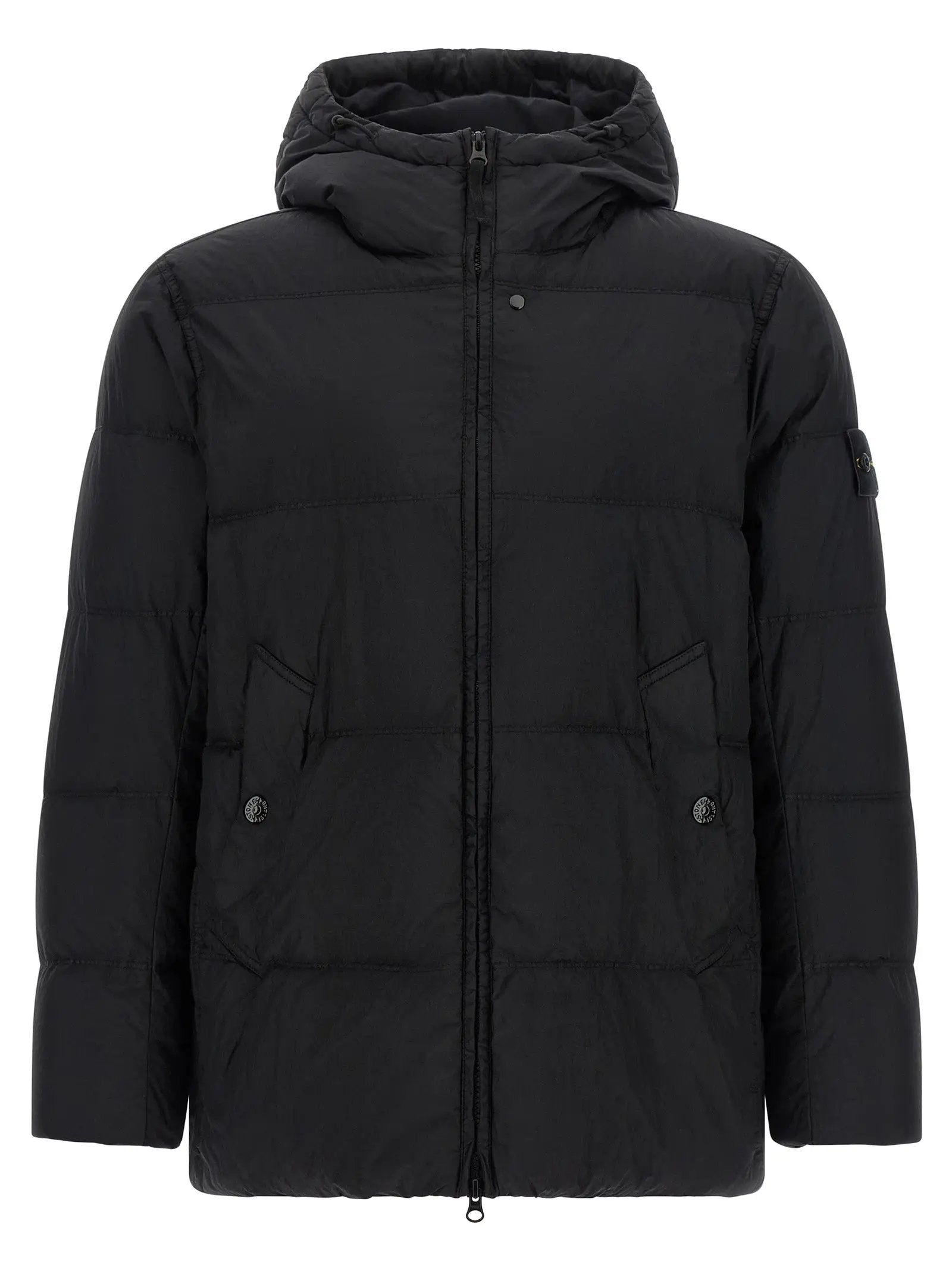 Stone Island Black Polyamide Full-Length Jacket