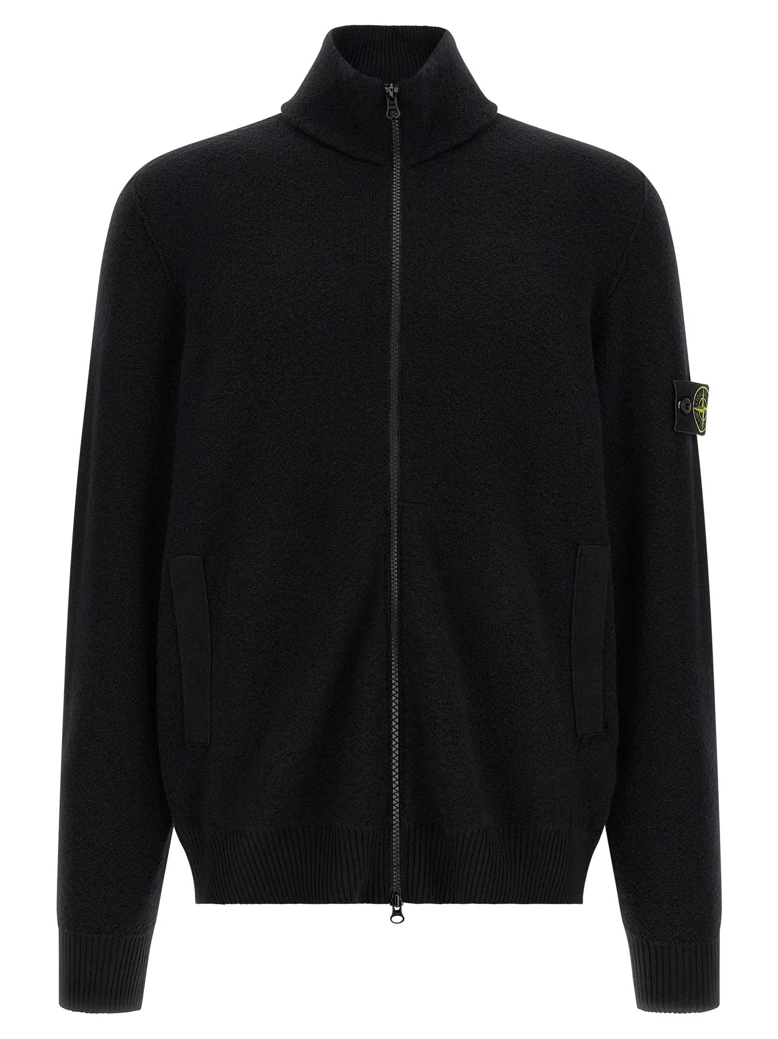 Stone Island Black Virgin Wool Cardigan