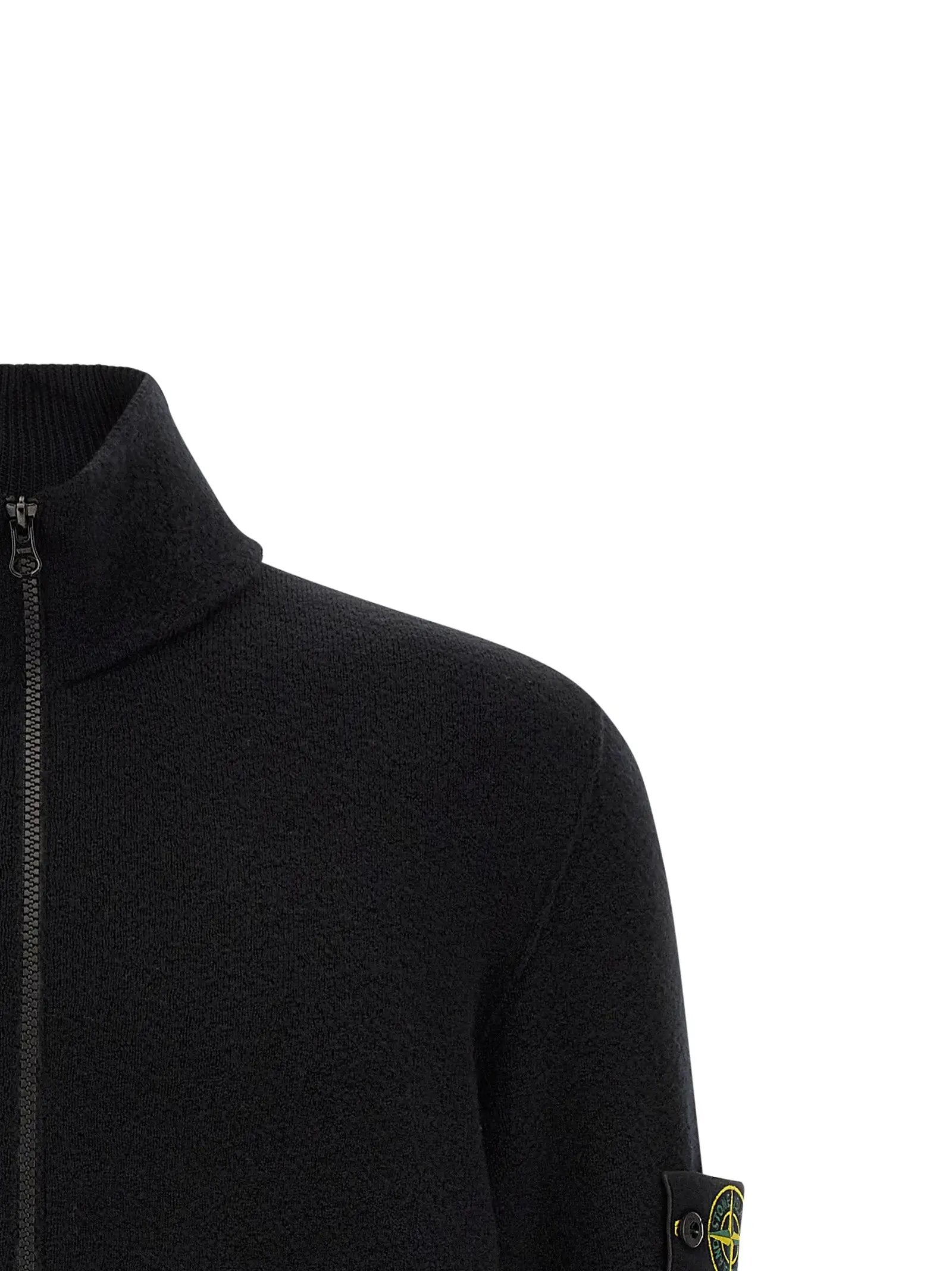 Stone Island Black Virgin Wool Cardigan
