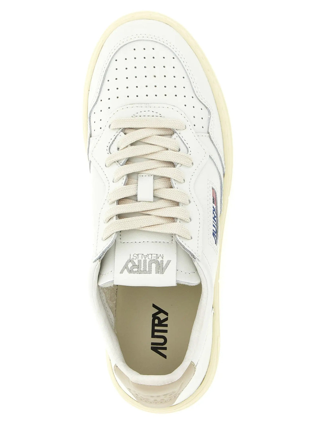 Autry Beige Cowhide Low Top Sneakers