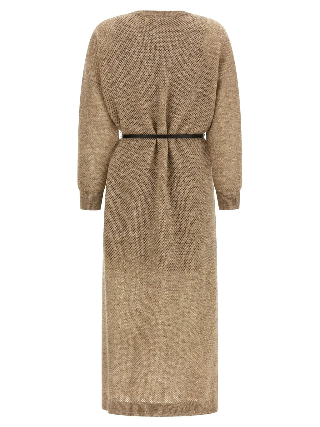 Brunello Cucinelli Beige Wool Midi Dress