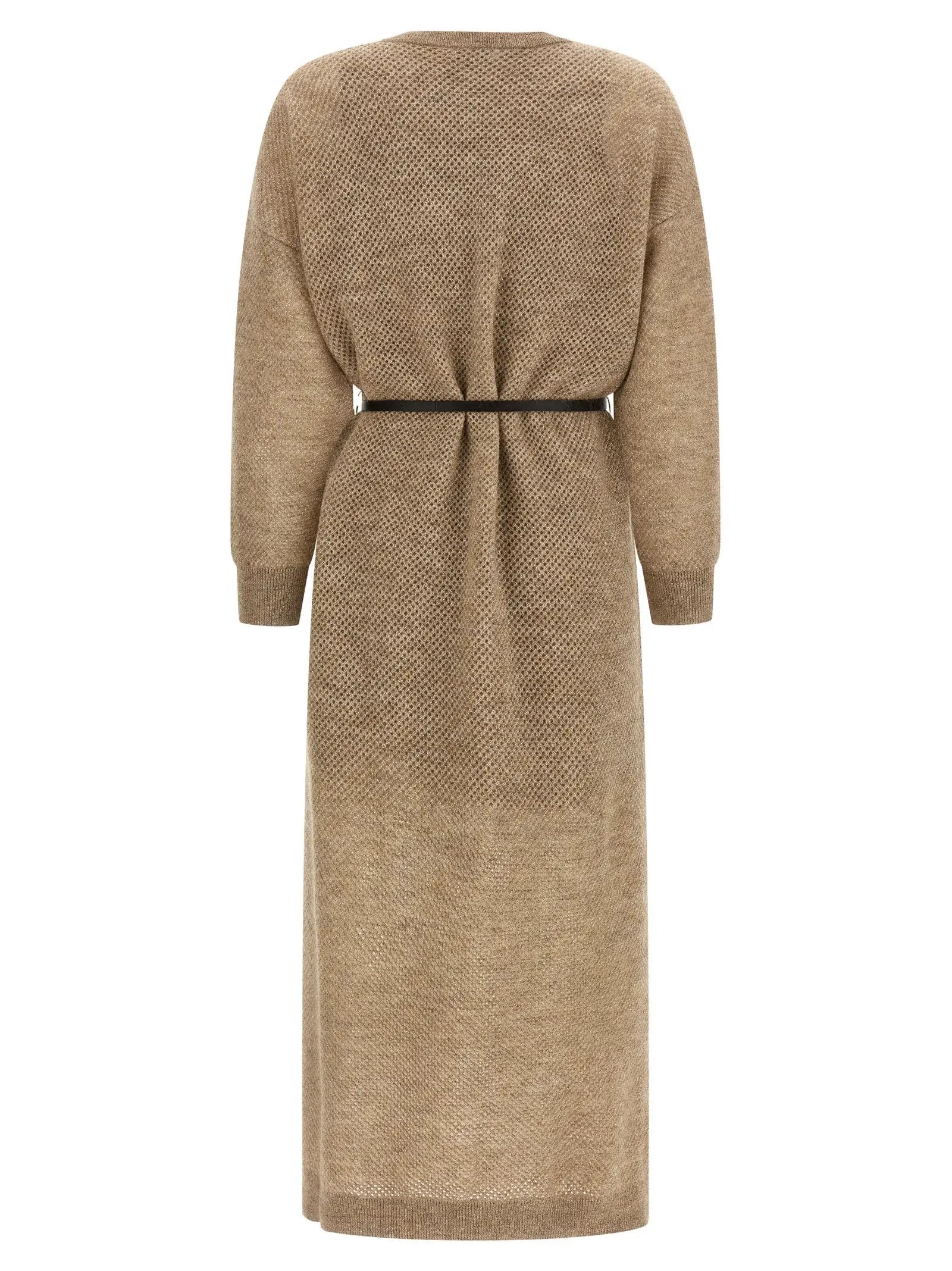 Brunello Cucinelli Beige Wool Midi Dress