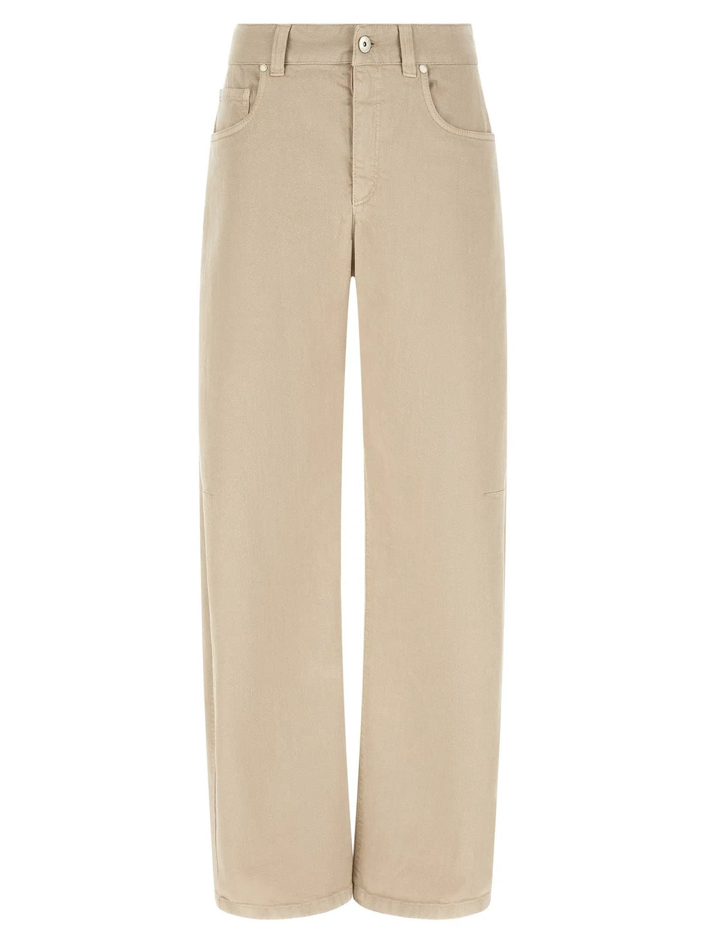 Brunello Cucinelli Beige Cotton Relaxed Fit Jeans