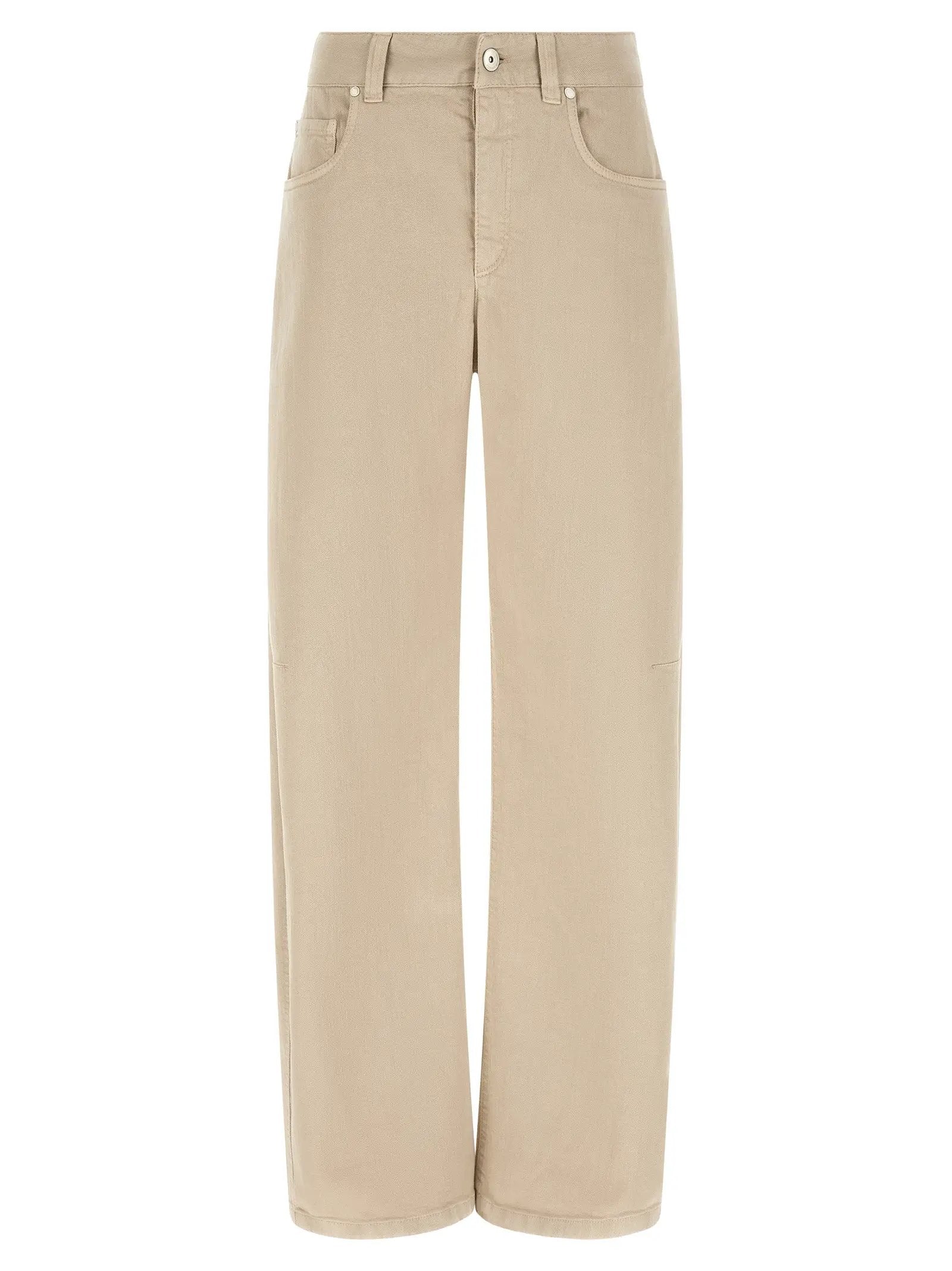 Brunello Cucinelli Beige Cotton Relaxed Fit Jeans