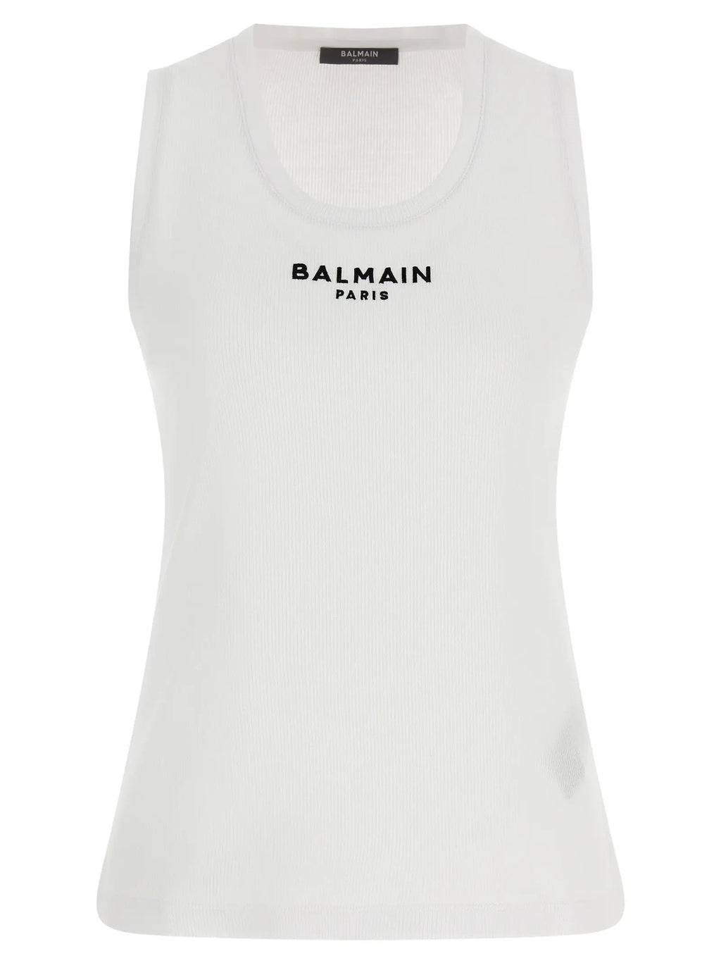 Balmain White Cotton Sleeveles T-Shirt