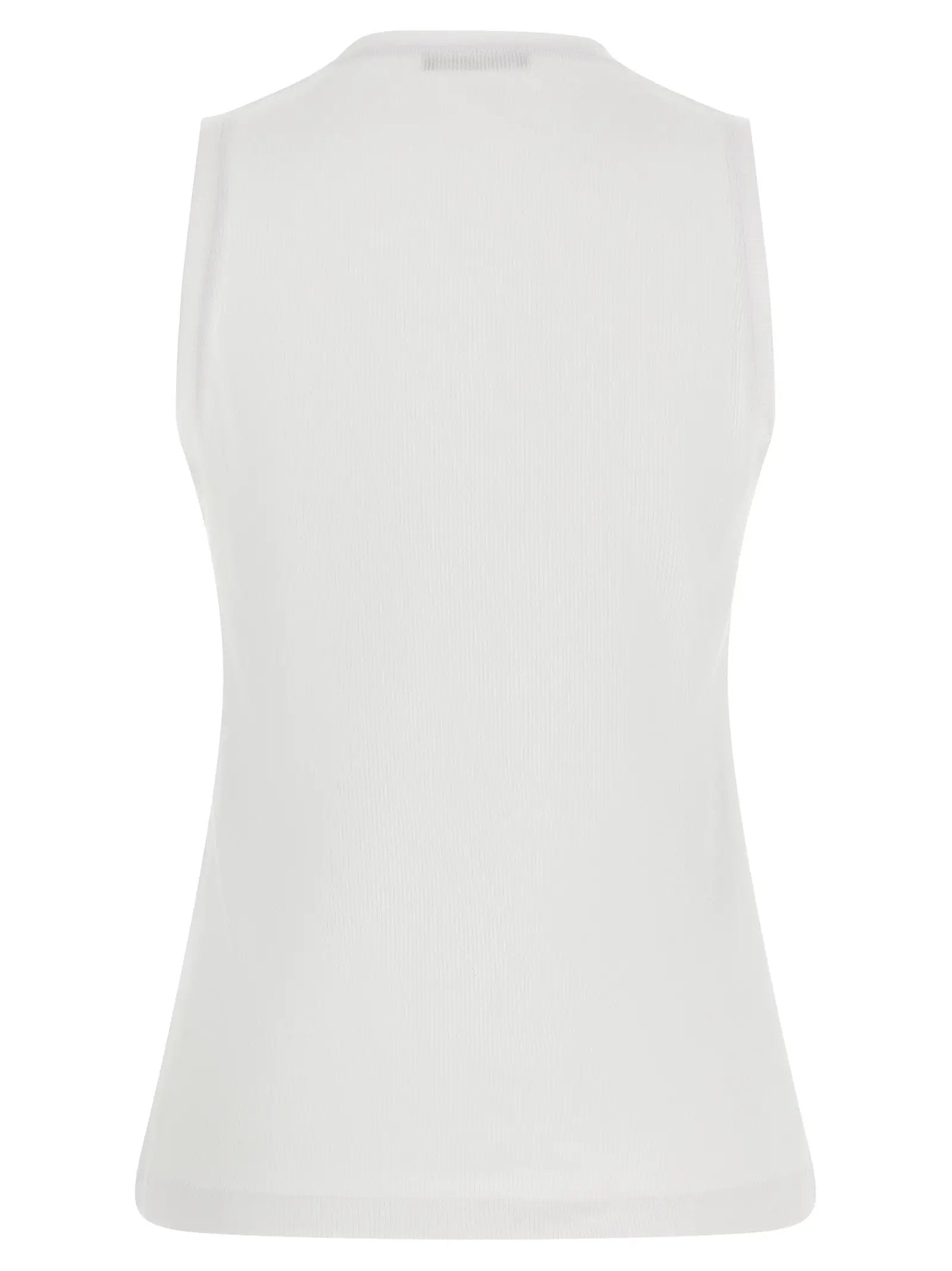 Balmain White Cotton Sleeveles T-Shirt