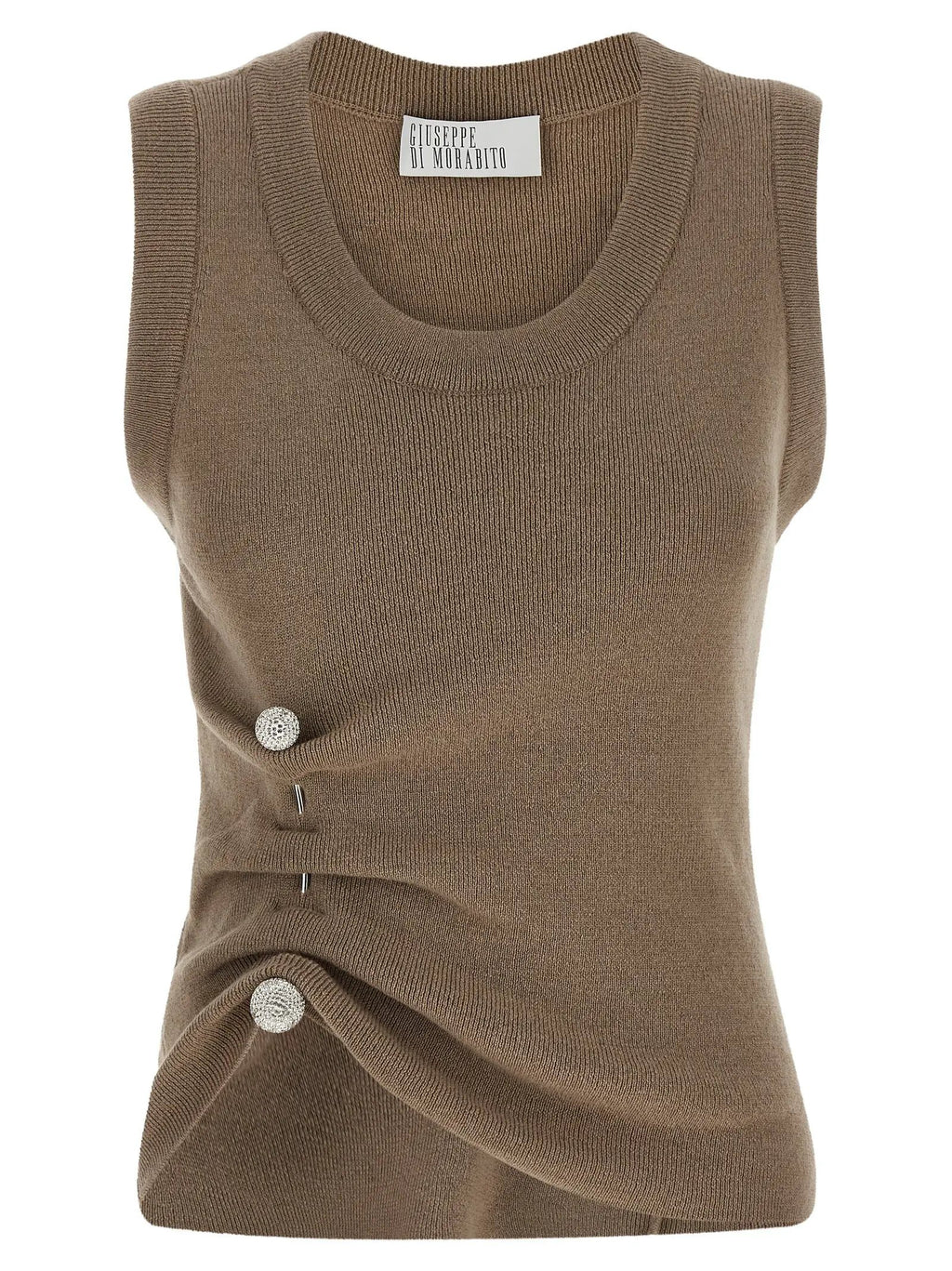 Giuseppe Di Morabito Giuseppe Di Morabito Beige Virgin Wool Sleeveles T-Shirt