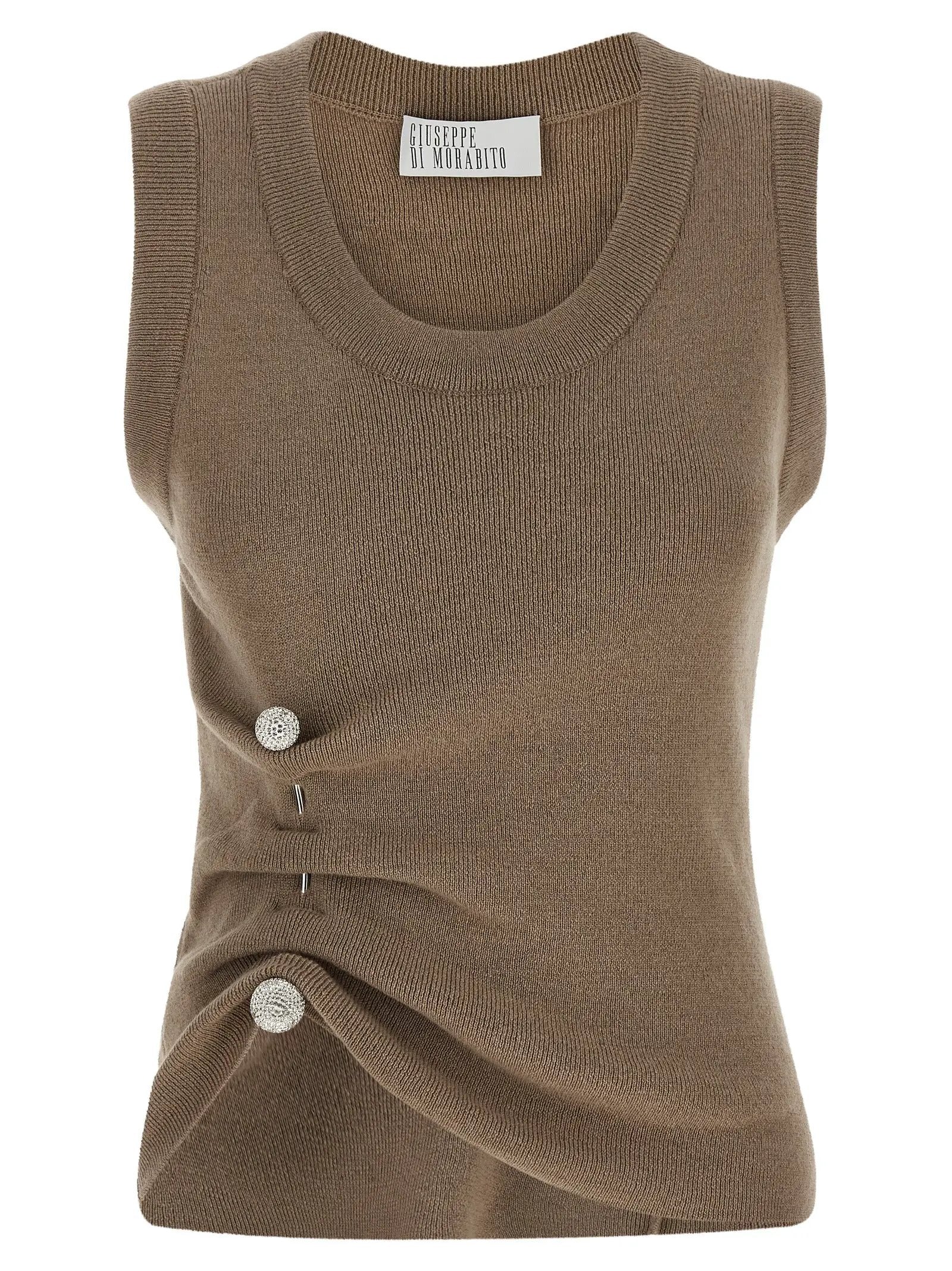 Giuseppe Di Morabito Giuseppe Di Morabito Beige Virgin Wool Sleeveles T-Shirt