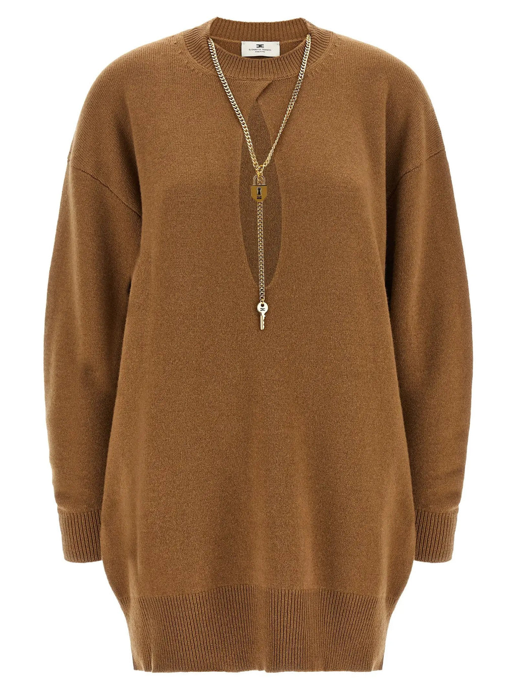 Elisabetta Franchi Brown Wool Short Dress
