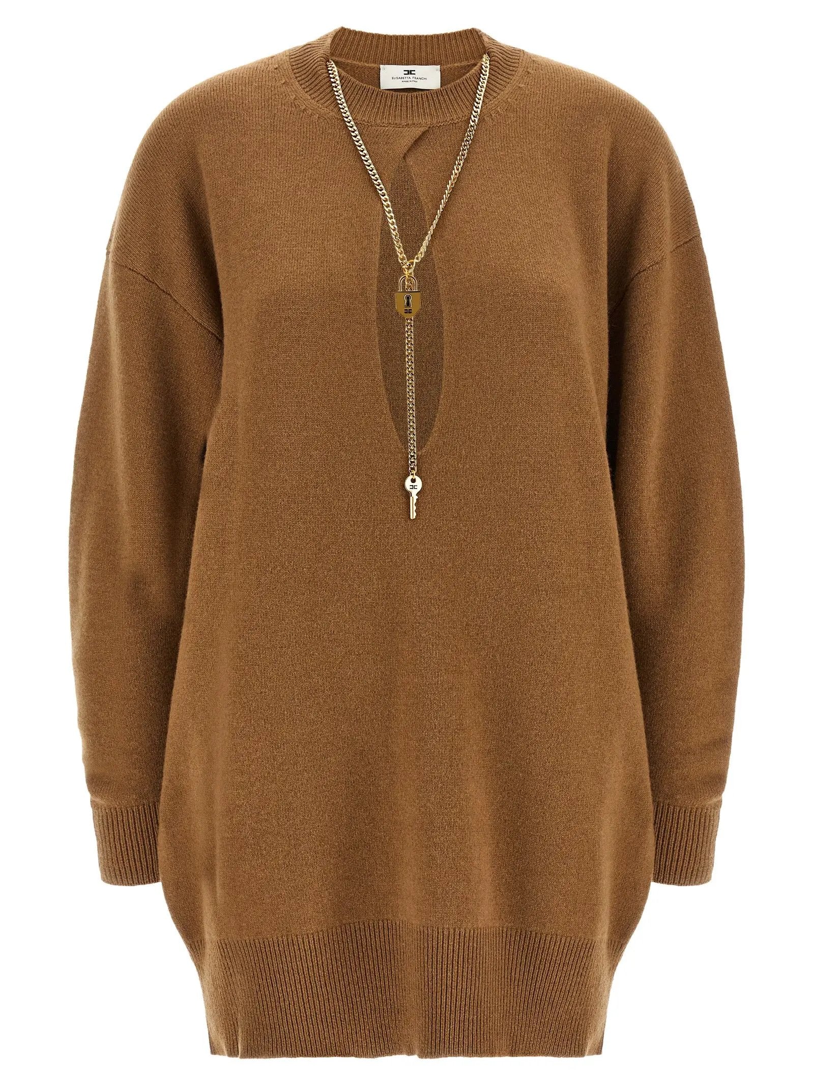 Elisabetta Franchi Brown Wool Short Dress