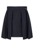 Elisabetta Franchi Blue Virgin Wool Long Skirt