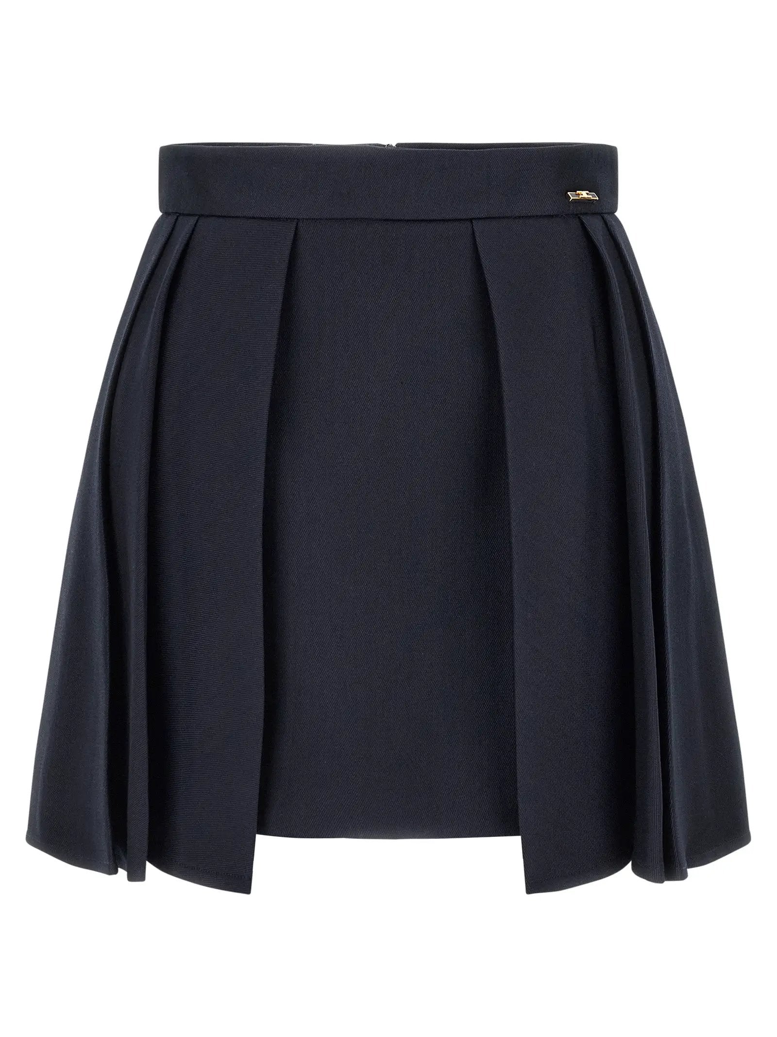 Elisabetta Franchi Blue Virgin Wool Long Skirt