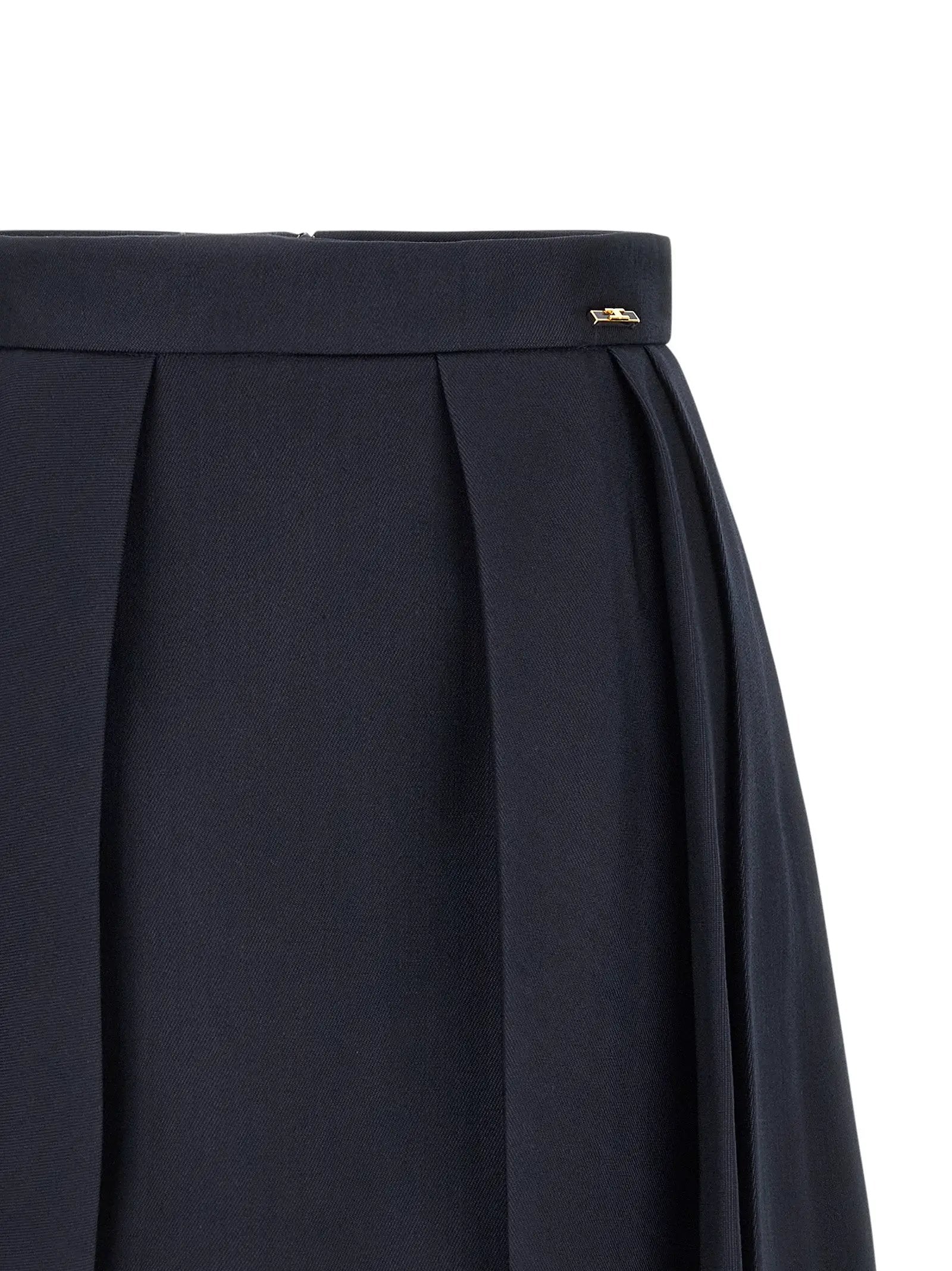Elisabetta Franchi Blue Virgin Wool Long Skirt