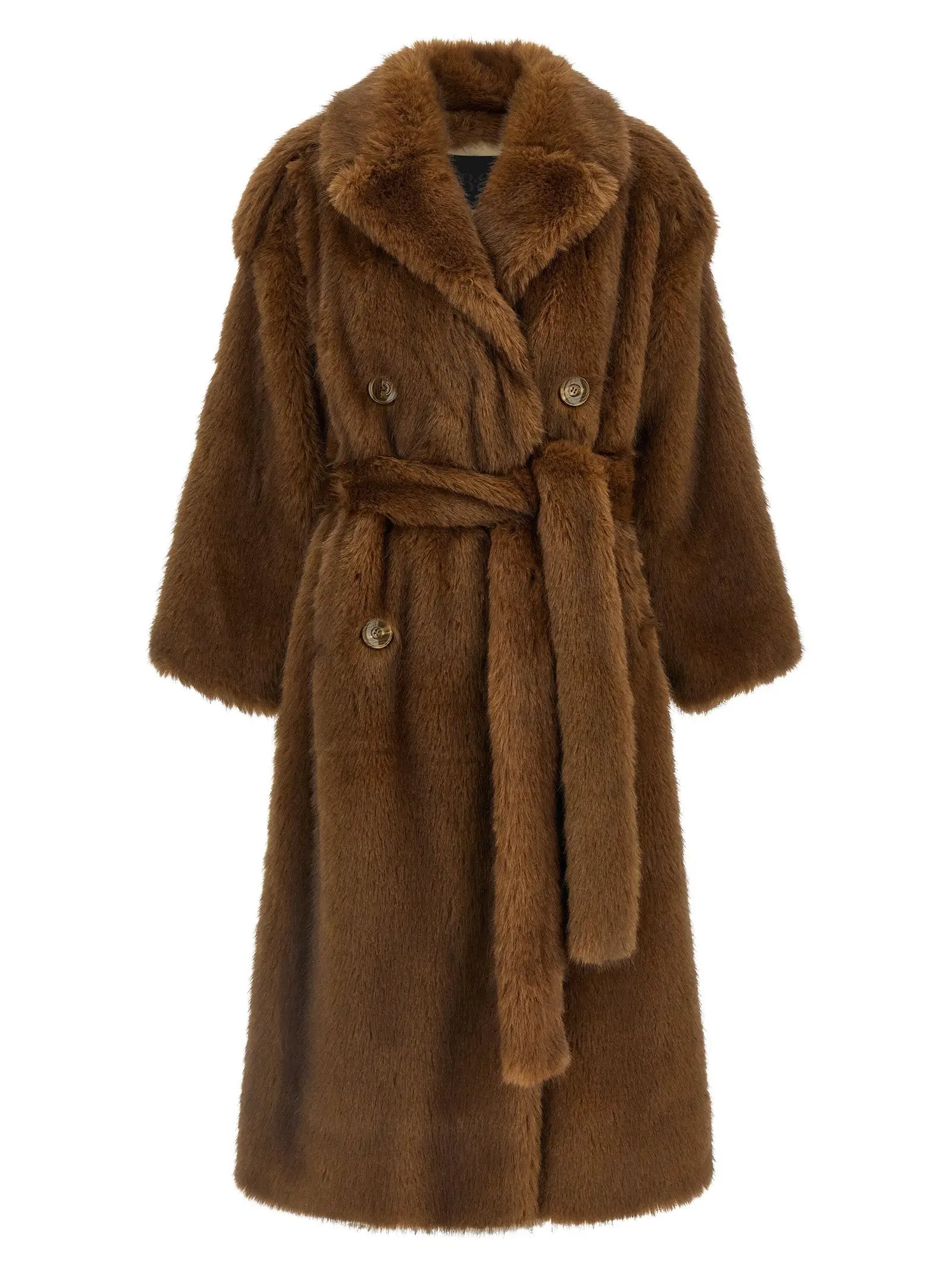 B&B COUTURE Brown Polyester Coat
