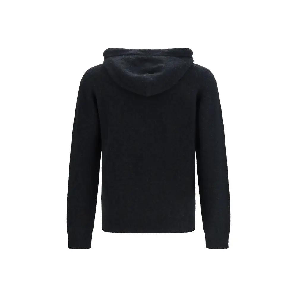 Roberto Collina Black Wool Oves Aries Hoodie