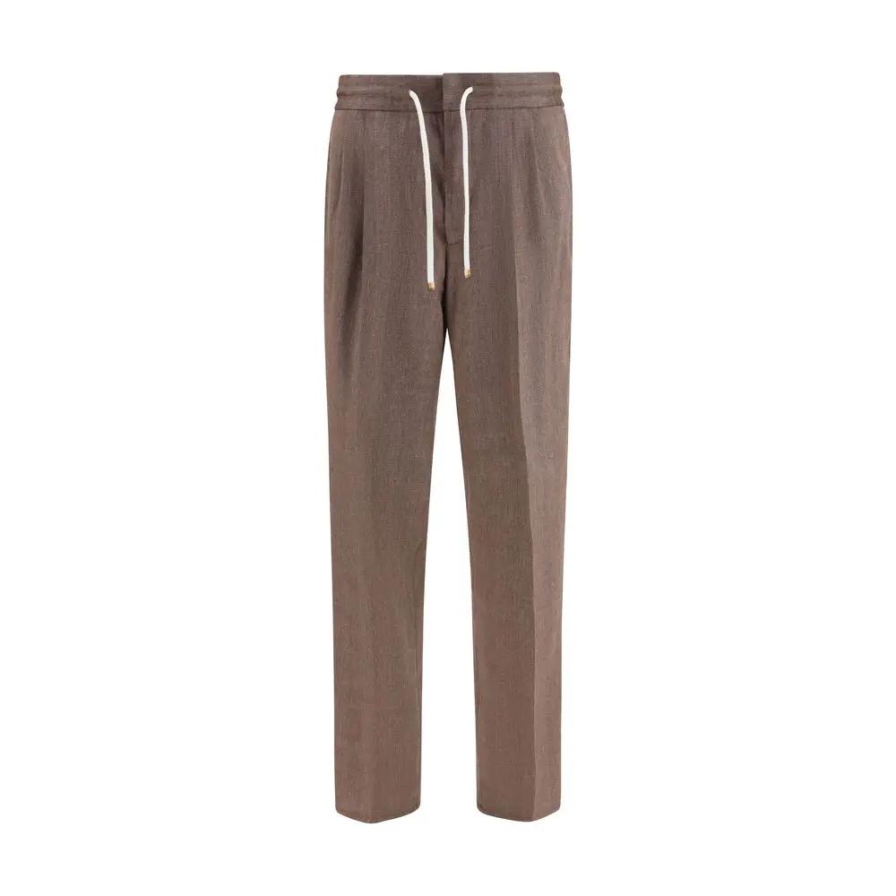 Brunello Cucinelli Brown Linen Casual Pants