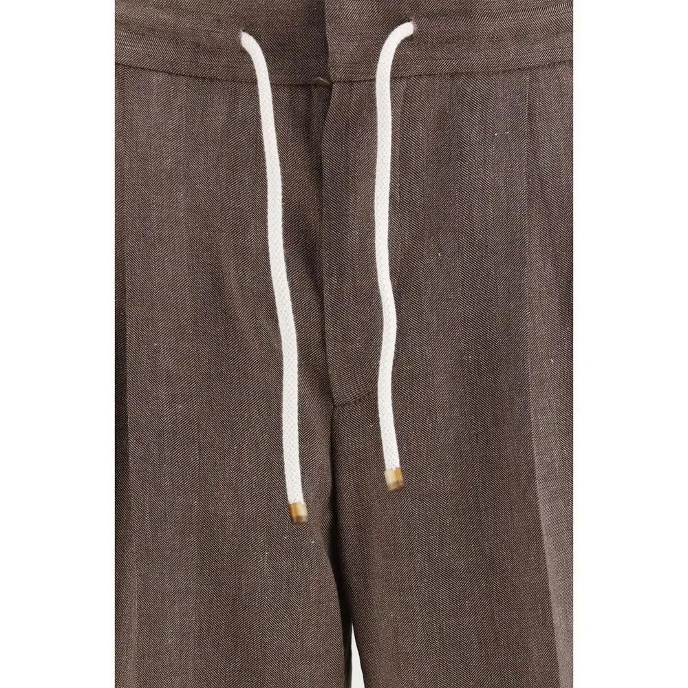 Brunello Cucinelli Brown Linen Casual Pants