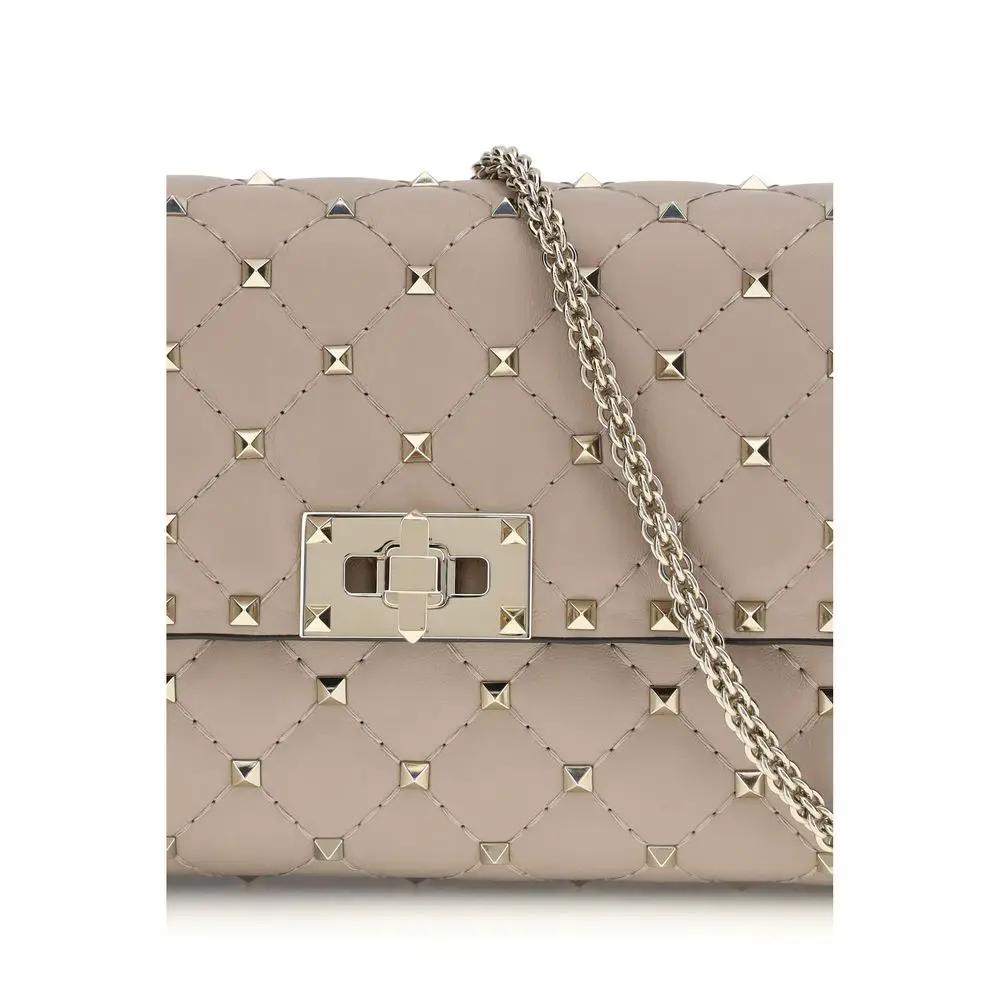 Valentino Garavani Beige Calf Leather Bos Taurus Shoulder Bag