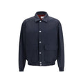 Blouson motard en soie bleu Brunello Cucinelli