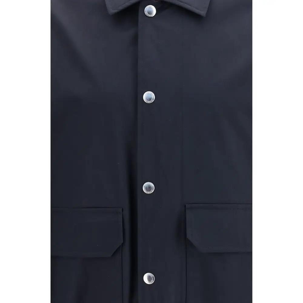 Blouson motard en soie bleu Brunello Cucinelli