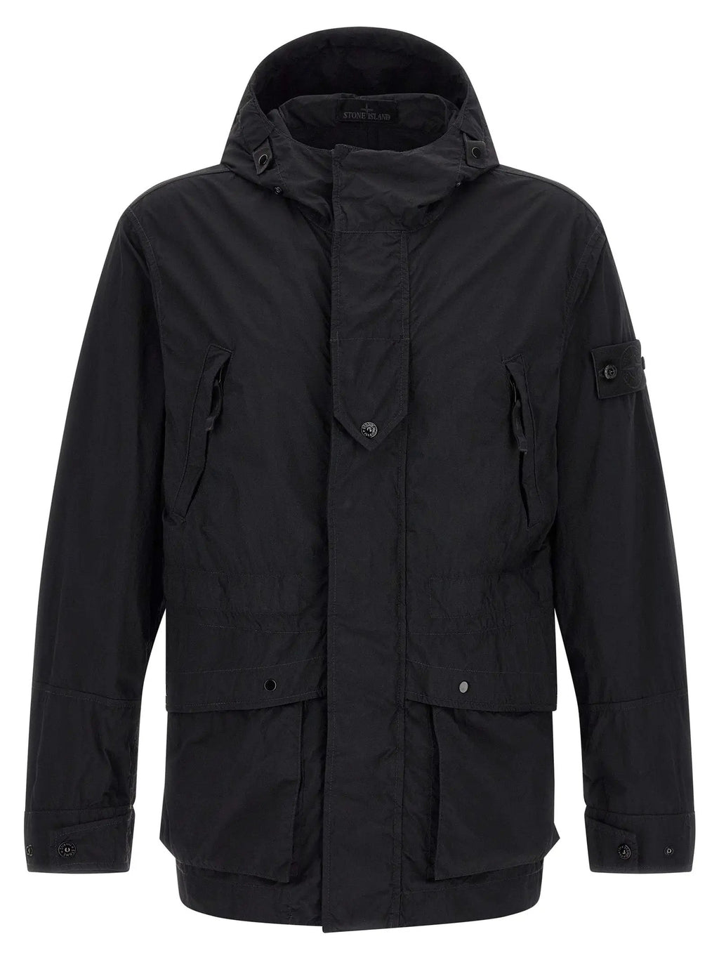 Veste Stone Island en coque de polyamide noir