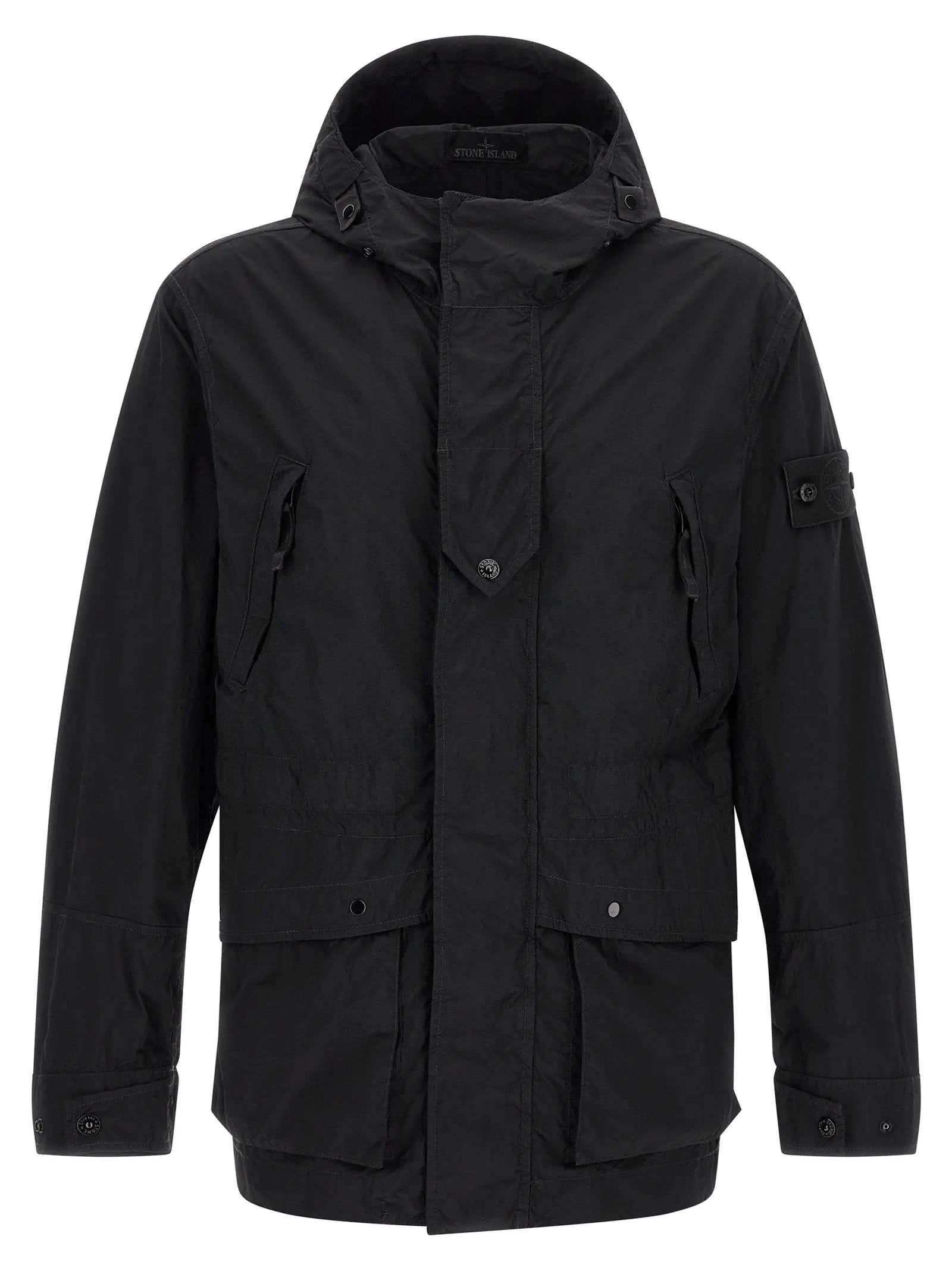 Veste Stone Island en coque de polyamide noir
