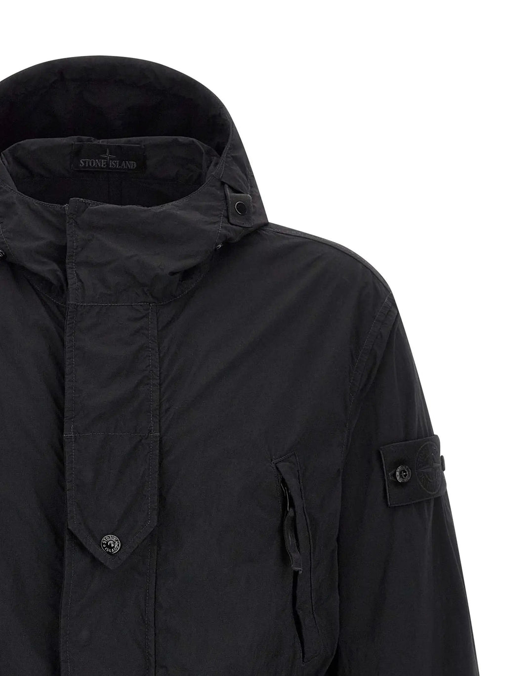 Veste Stone Island en coque de polyamide noir