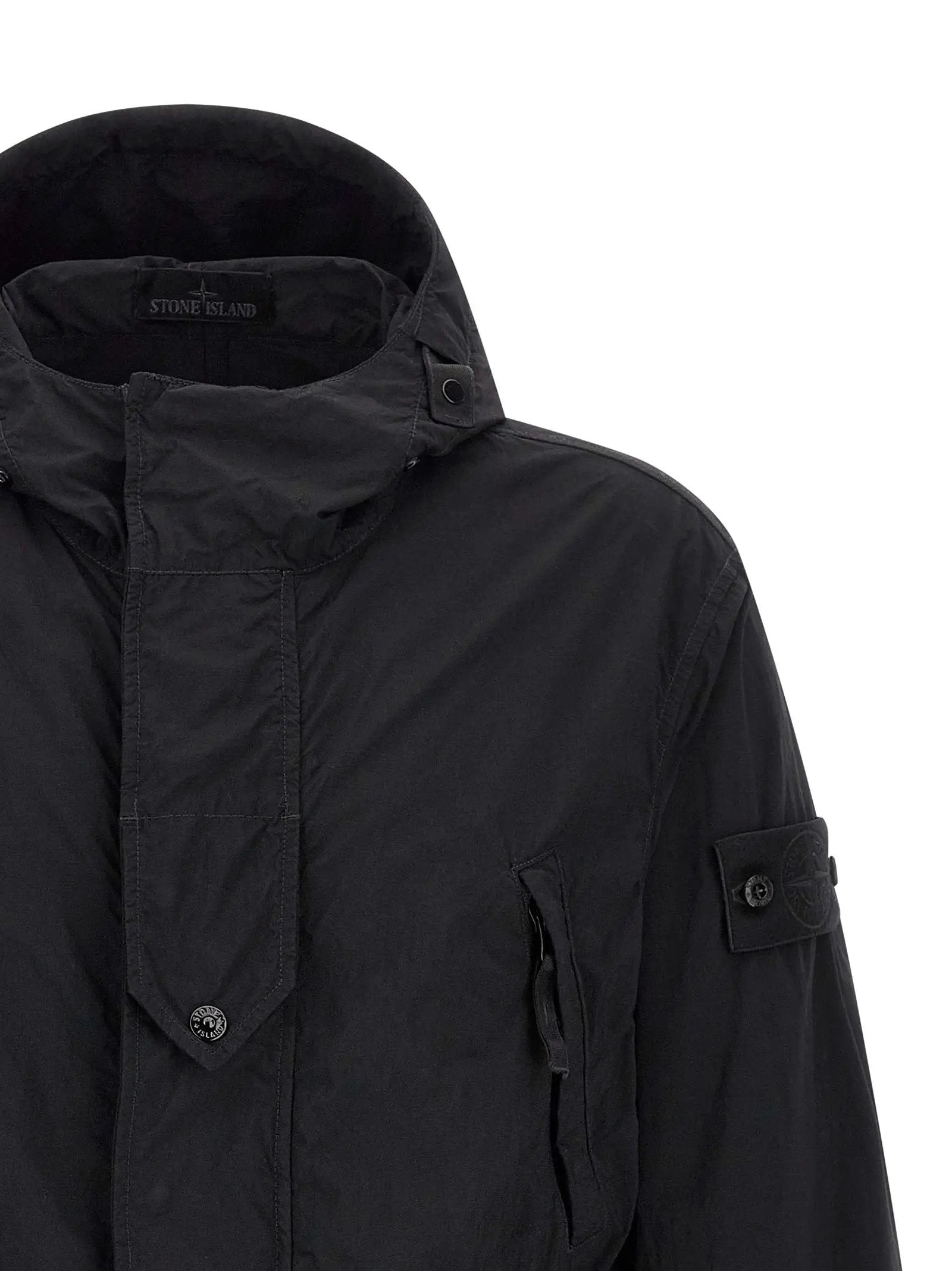 Veste Stone Island en coque de polyamide noir
