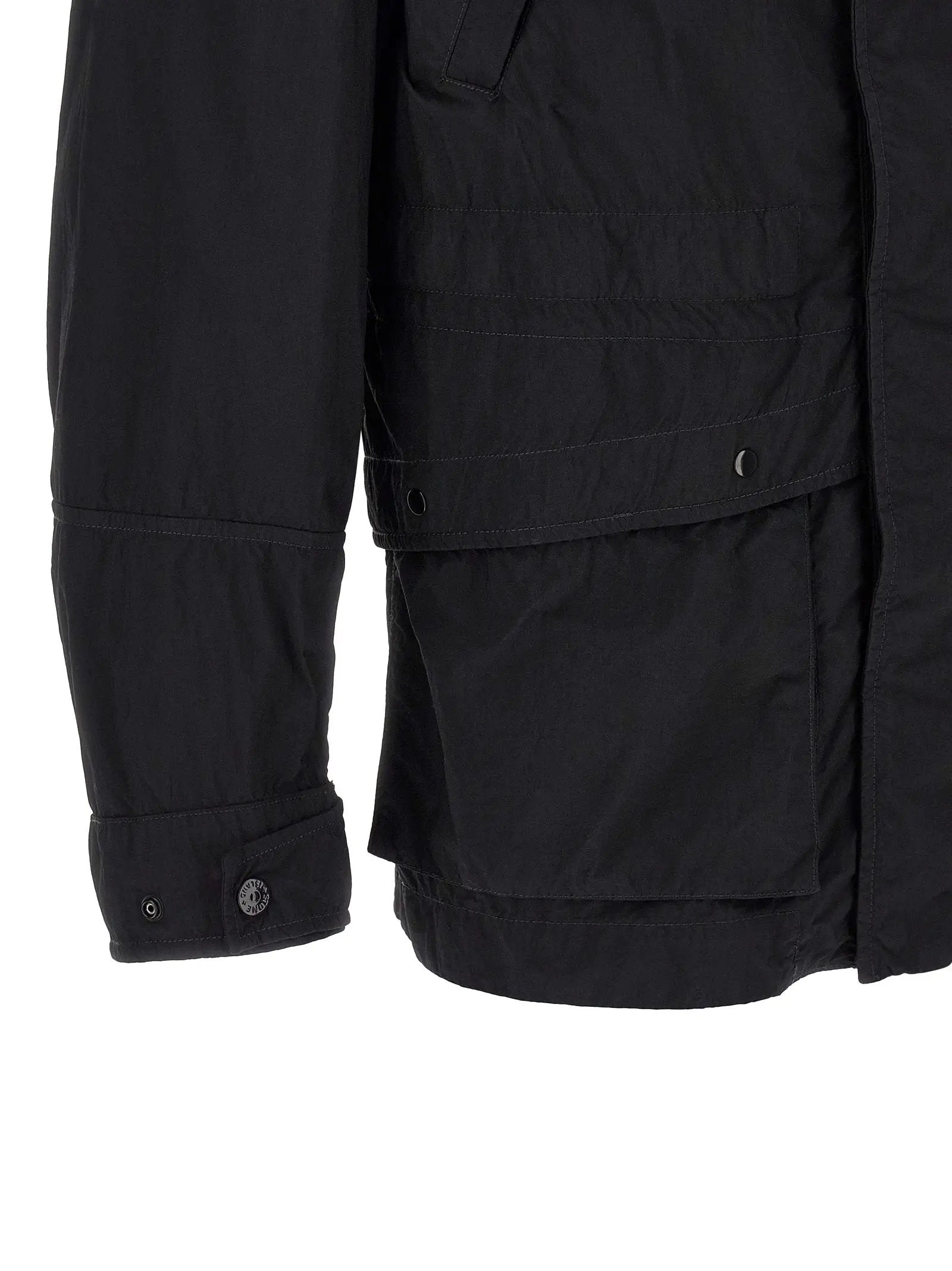 Veste Stone Island en coque de polyamide noir