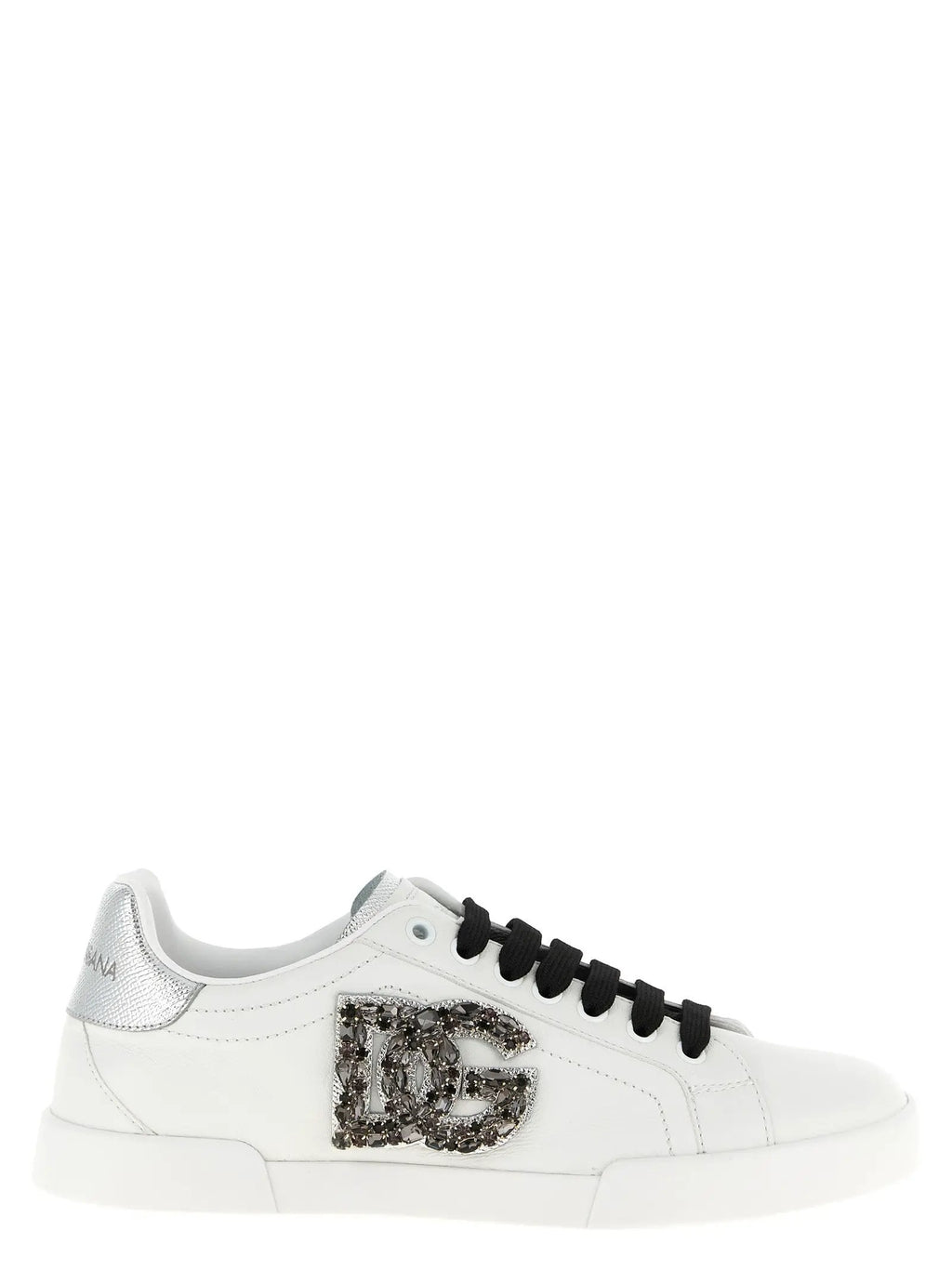 Baskets basses Dolce & Gabbana en cuir de veau argenté