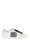 Baskets basses Dolce & Gabbana en cuir de veau argenté