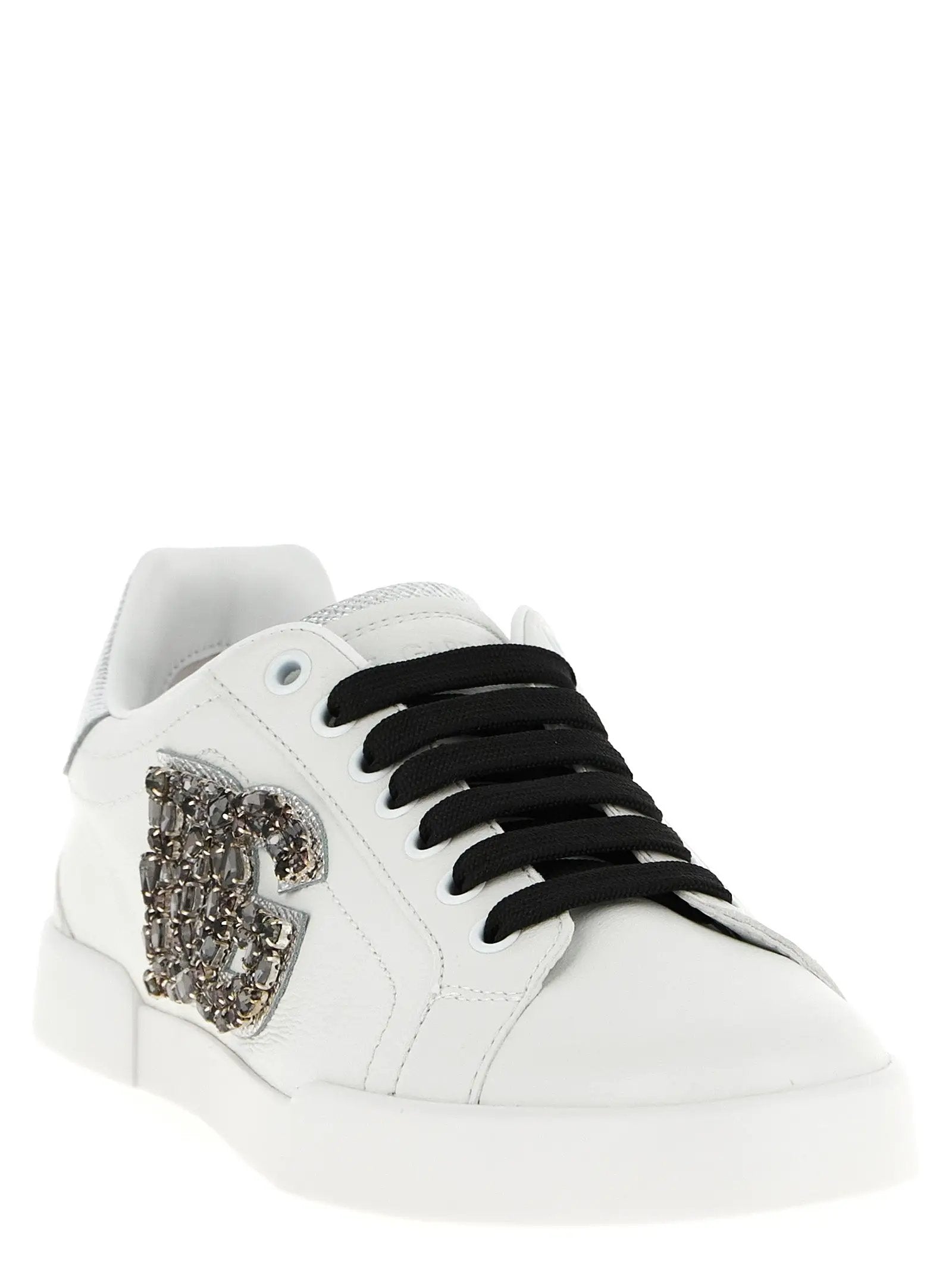 Baskets basses Dolce & Gabbana en cuir de veau argenté