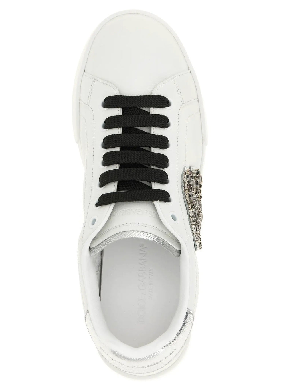 Baskets basses Dolce & Gabbana en cuir de veau argenté