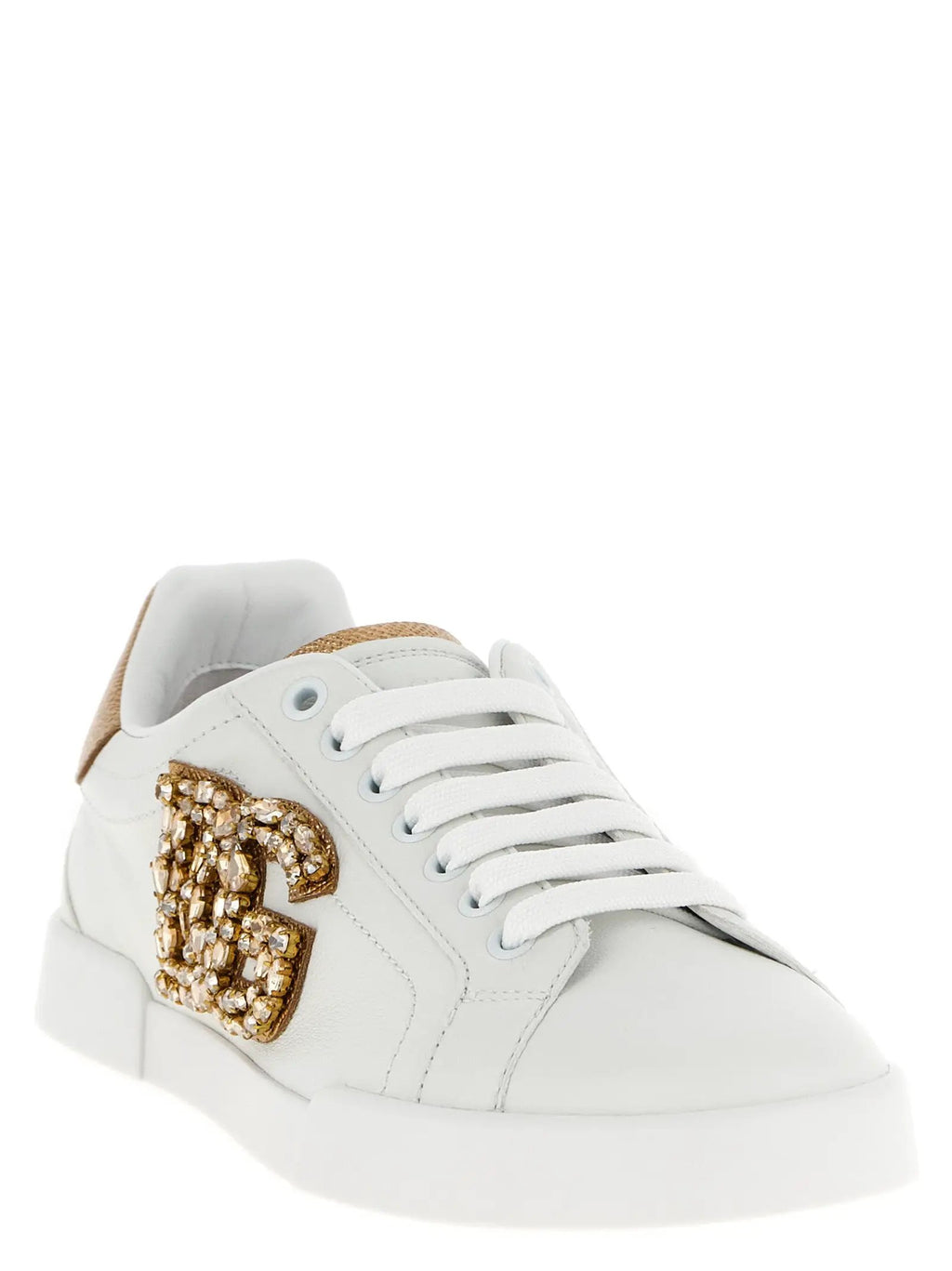 Baskets basses en cuir de veau doré Dolce & Gabbana