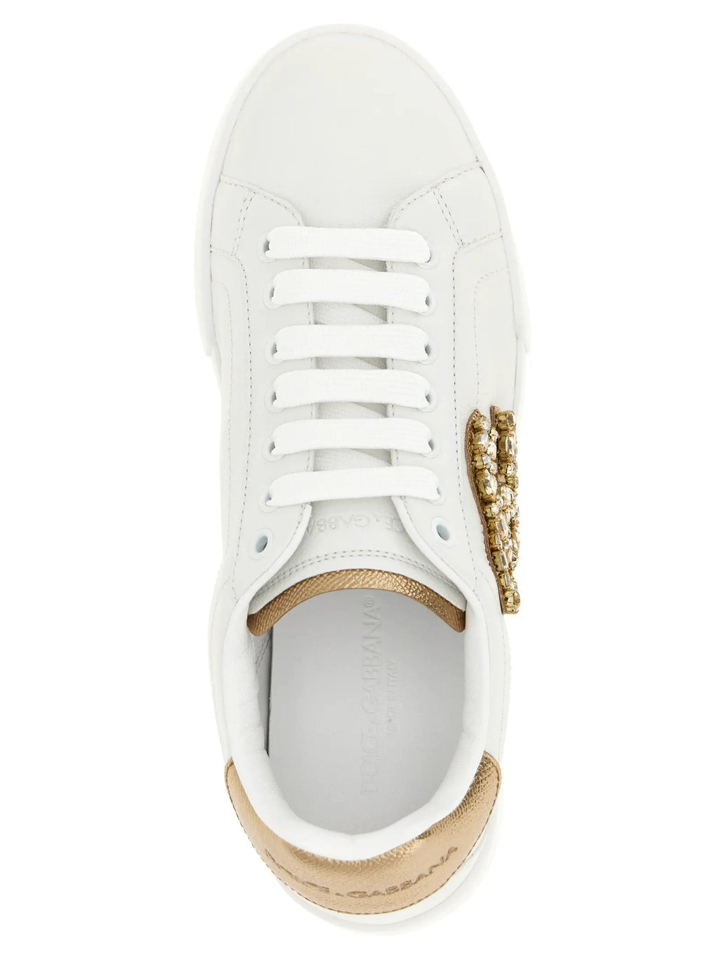 Baskets basses en cuir de veau doré Dolce & Gabbana