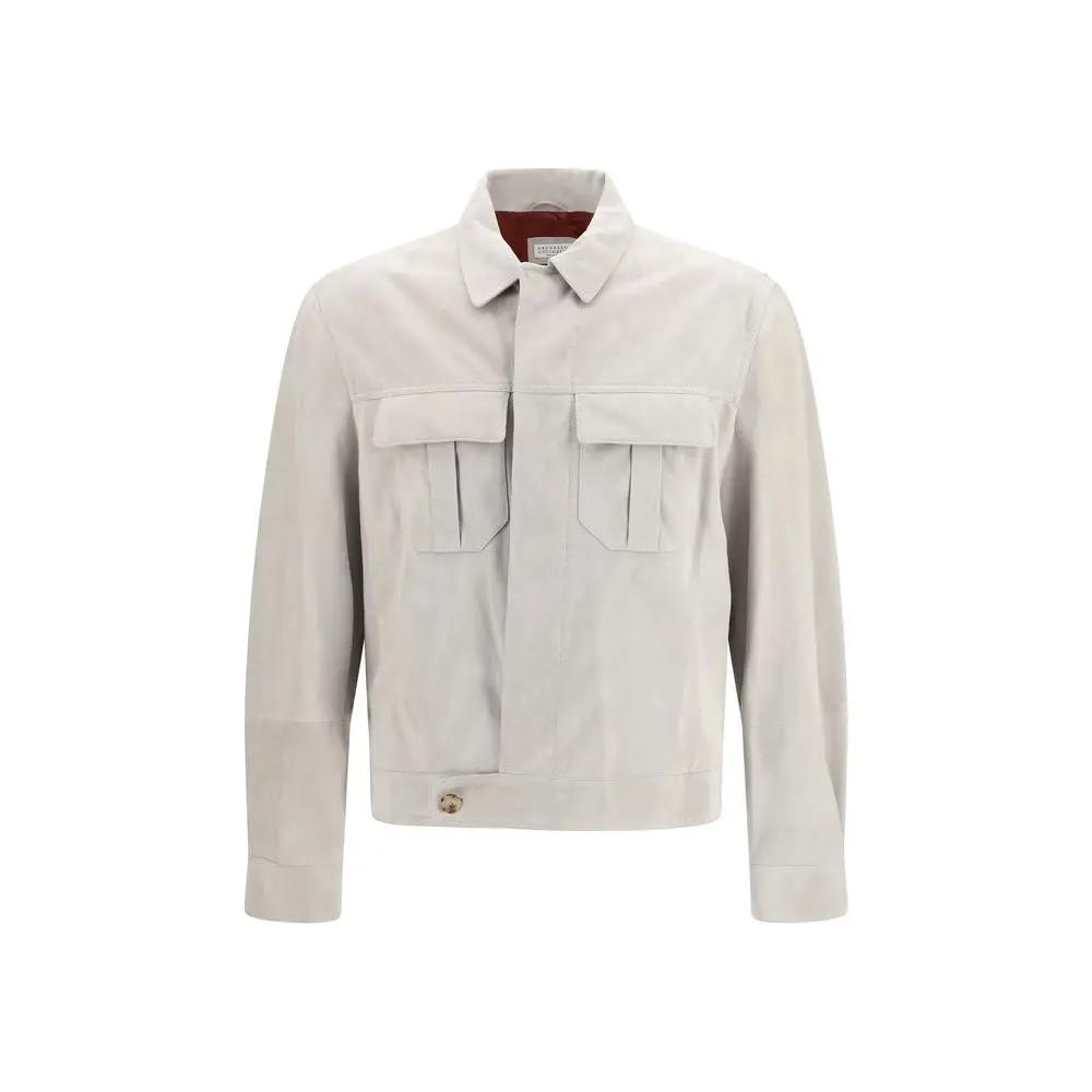 Brunello Cucinelli Blouson en cuir beige