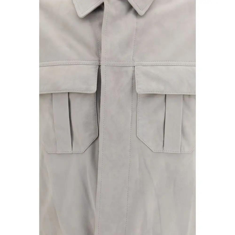 Brunello Cucinelli Blouson en cuir beige