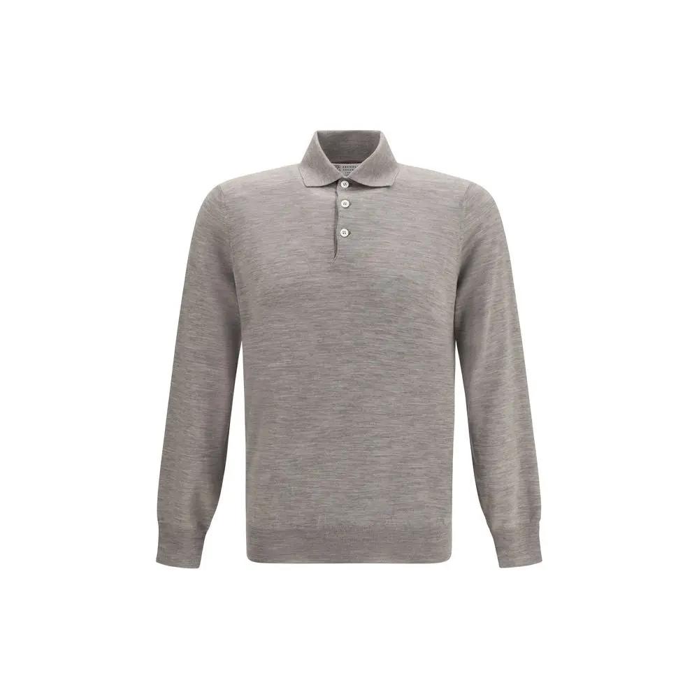 Brunello Cucinelli Gray Cashmere Polo Shirt