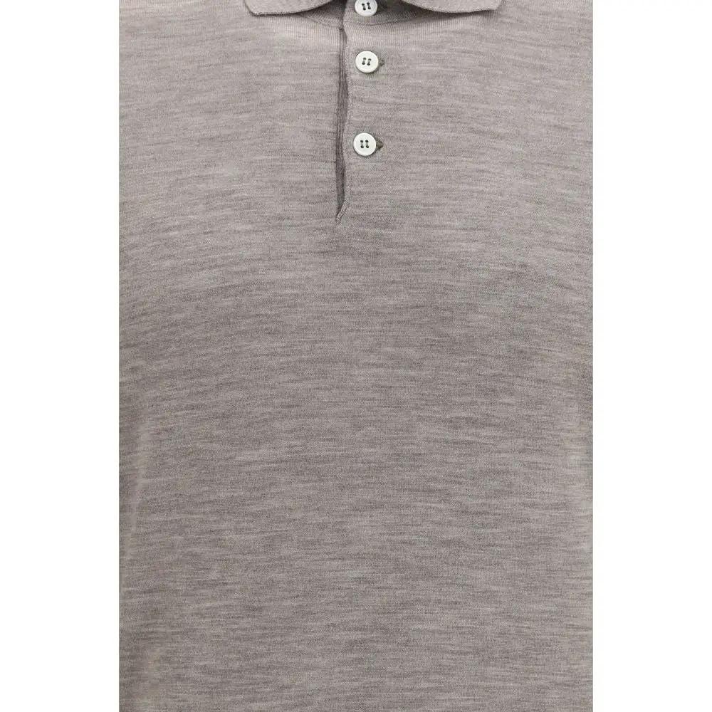 Brunello Cucinelli Gray Cashmere Polo Shirt