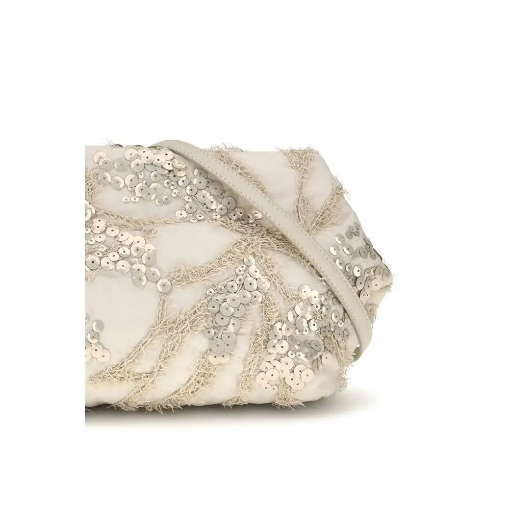 Brunello Cucinelli Beige Silk Shoulder Bag