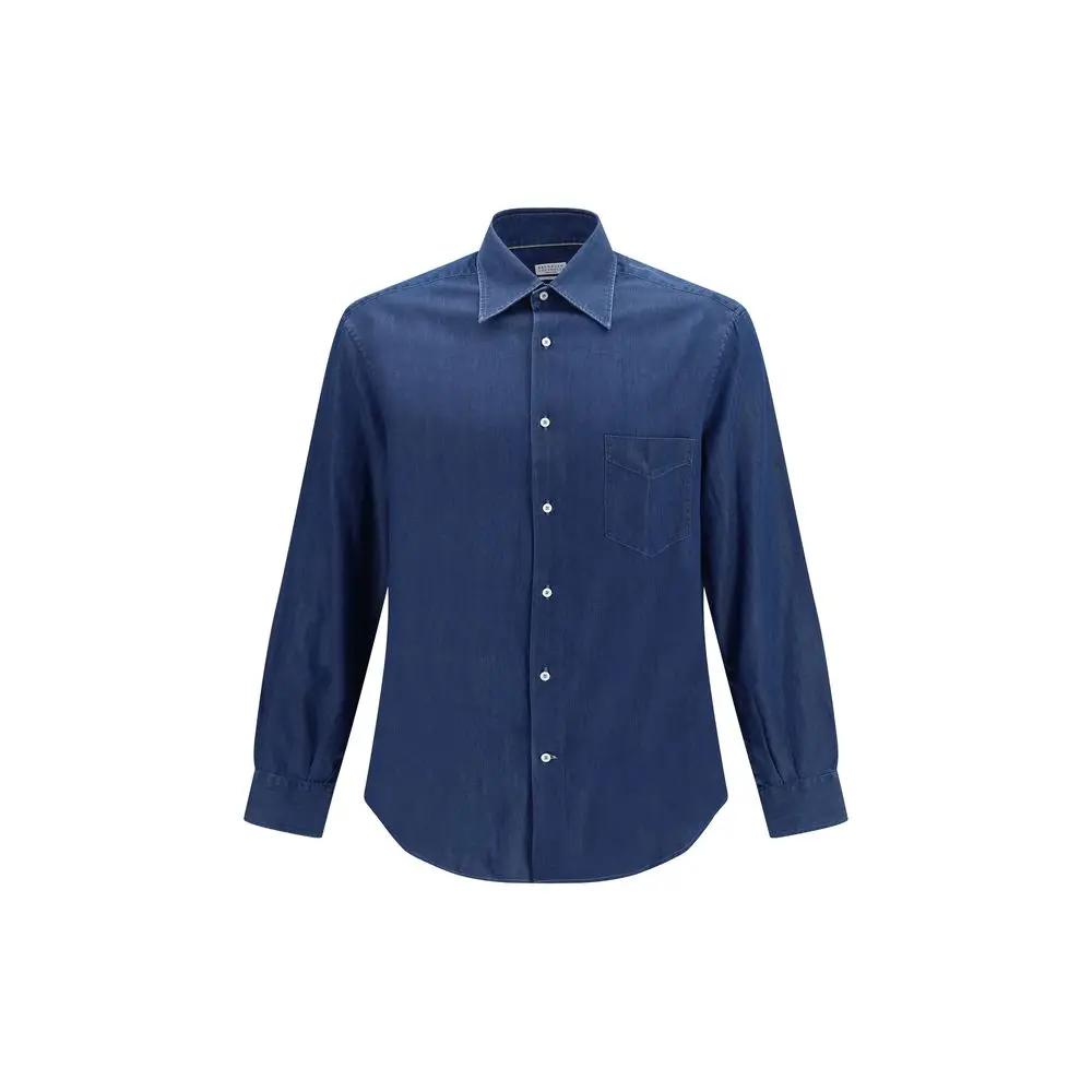 Brunello Cucinelli Blue Denim Shirt
