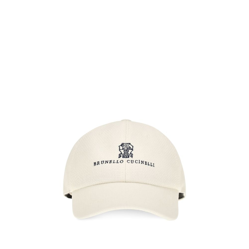 Brunello Cucinelli Brunello Cucinelli White Silk Cap (Baseball Hat)