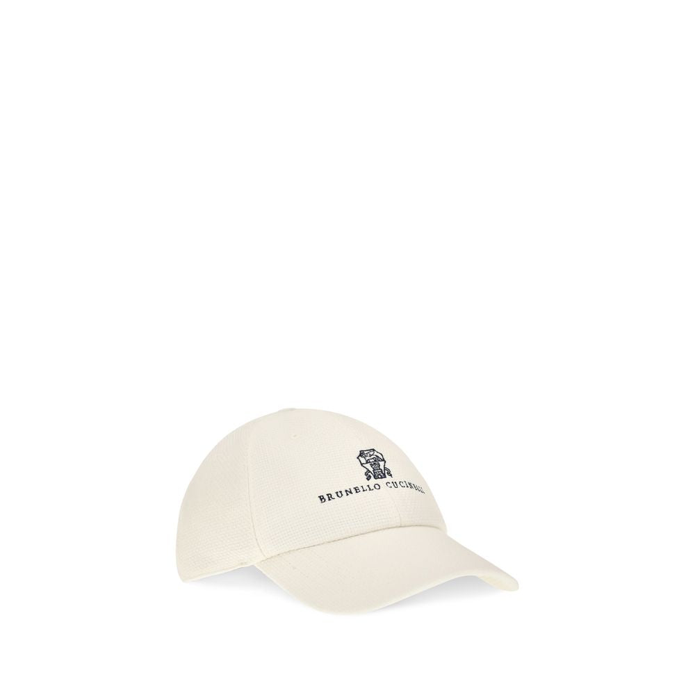 Brunello Cucinelli Brunello Cucinelli White Silk Cap (Baseball Hat)