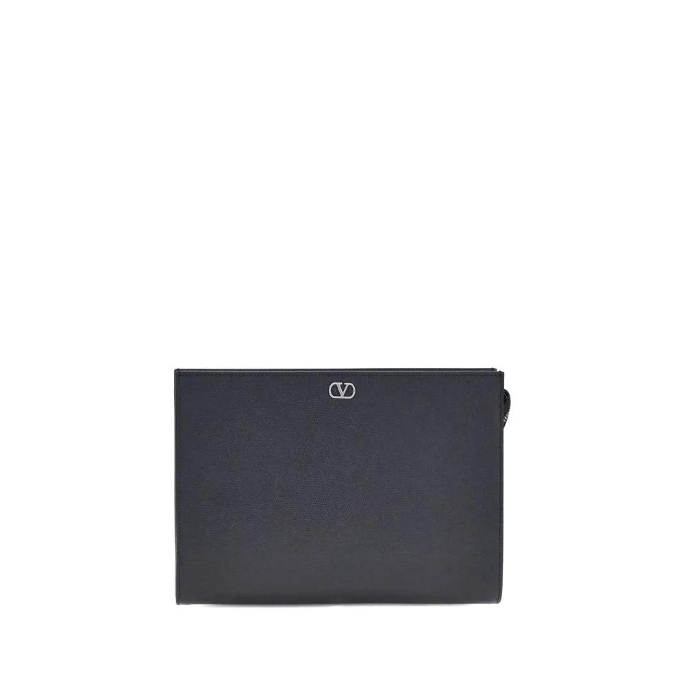 Valentino Garavani Valentino Garavani Black Calf Leather Bos Taurus Wallet