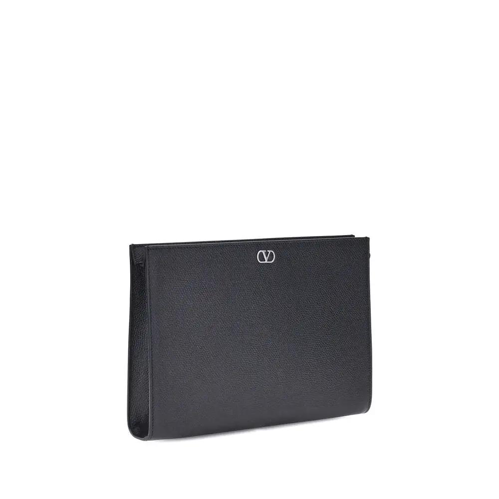 Valentino Garavani Valentino Garavani Black Calf Leather Bos Taurus Wallet