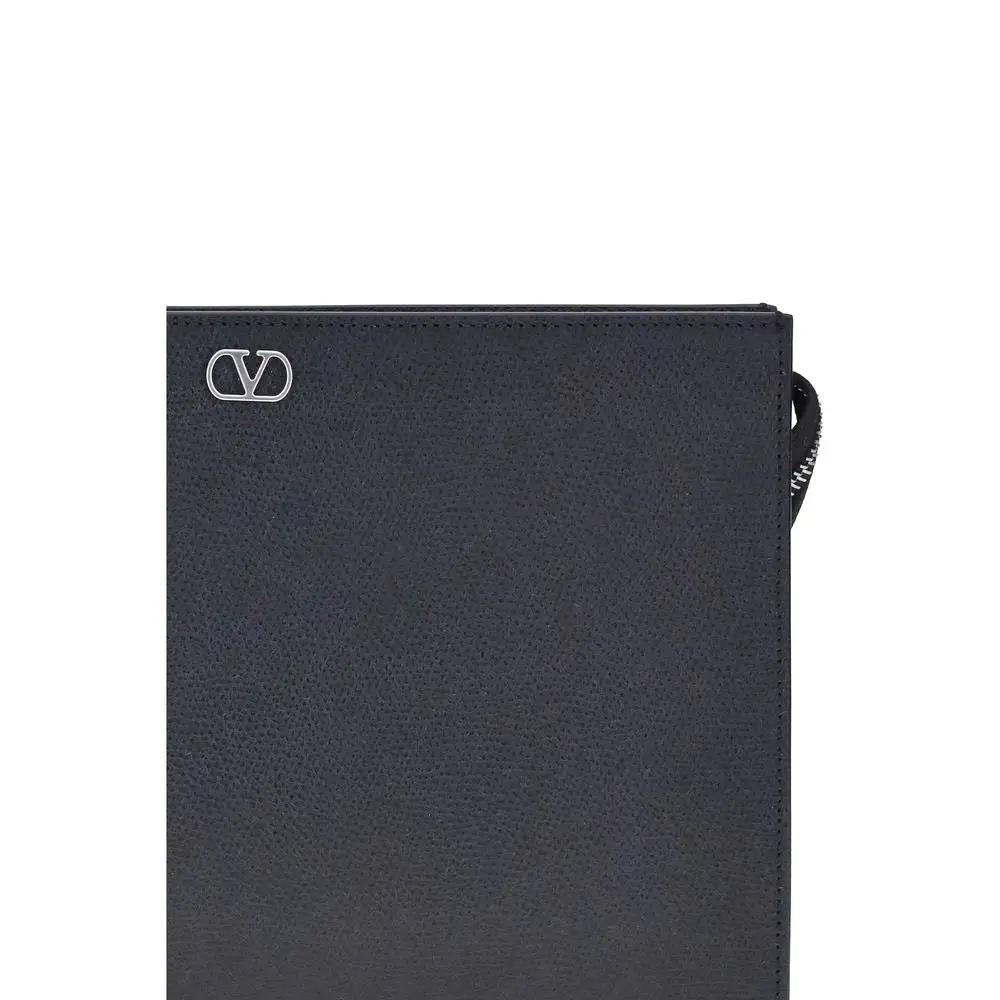 Valentino Garavani Valentino Garavani Black Calf Leather Bos Taurus Wallet