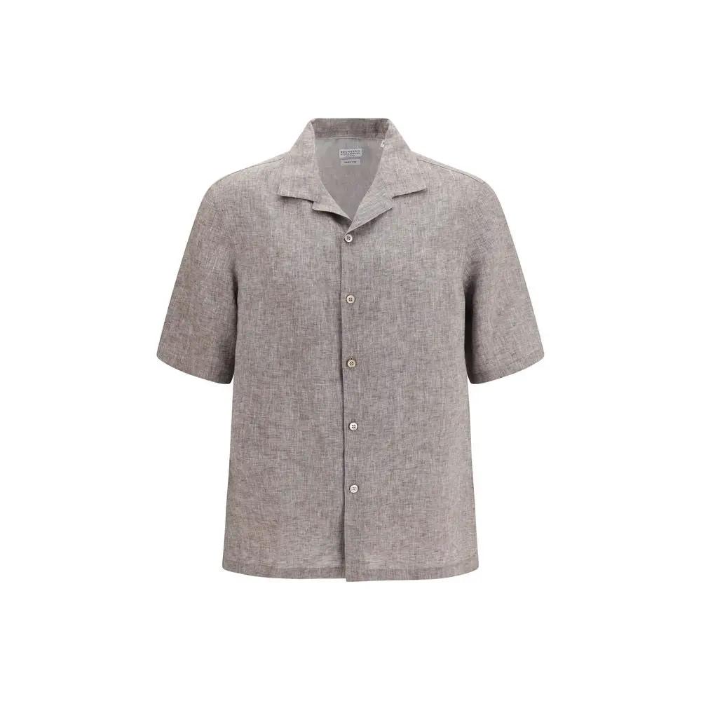 Brunello Cucinelli Brunello Cucinelli Gray Linen Shortsleeve Shirt