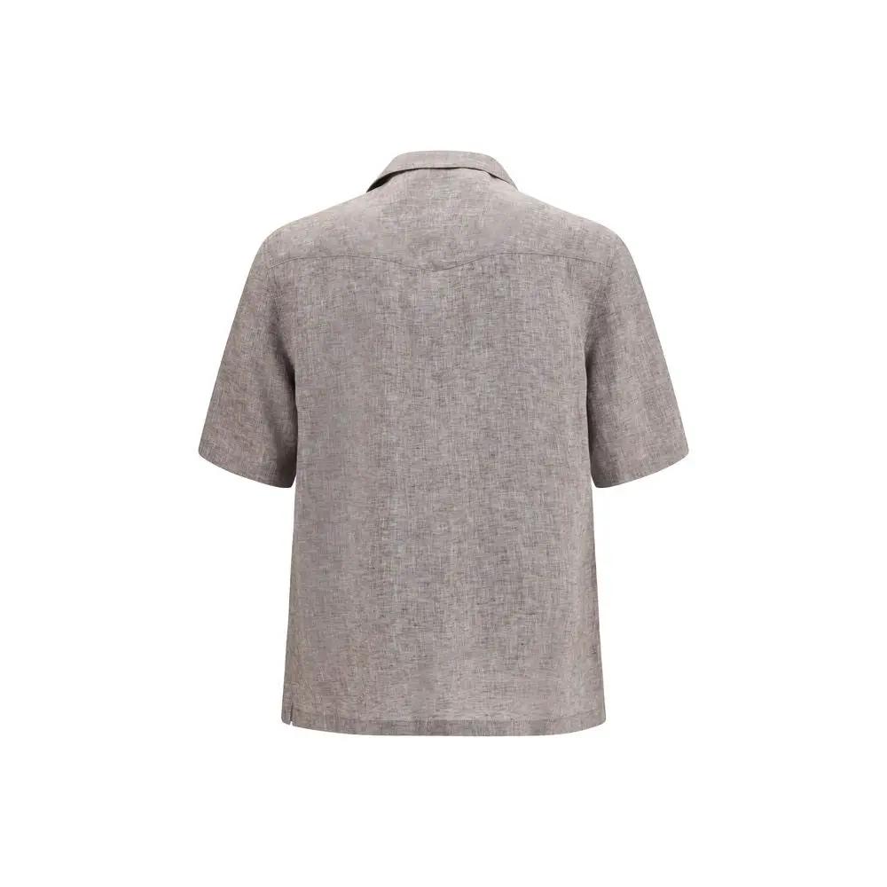 Brunello Cucinelli Brunello Cucinelli Gray Linen Shortsleeve Shirt