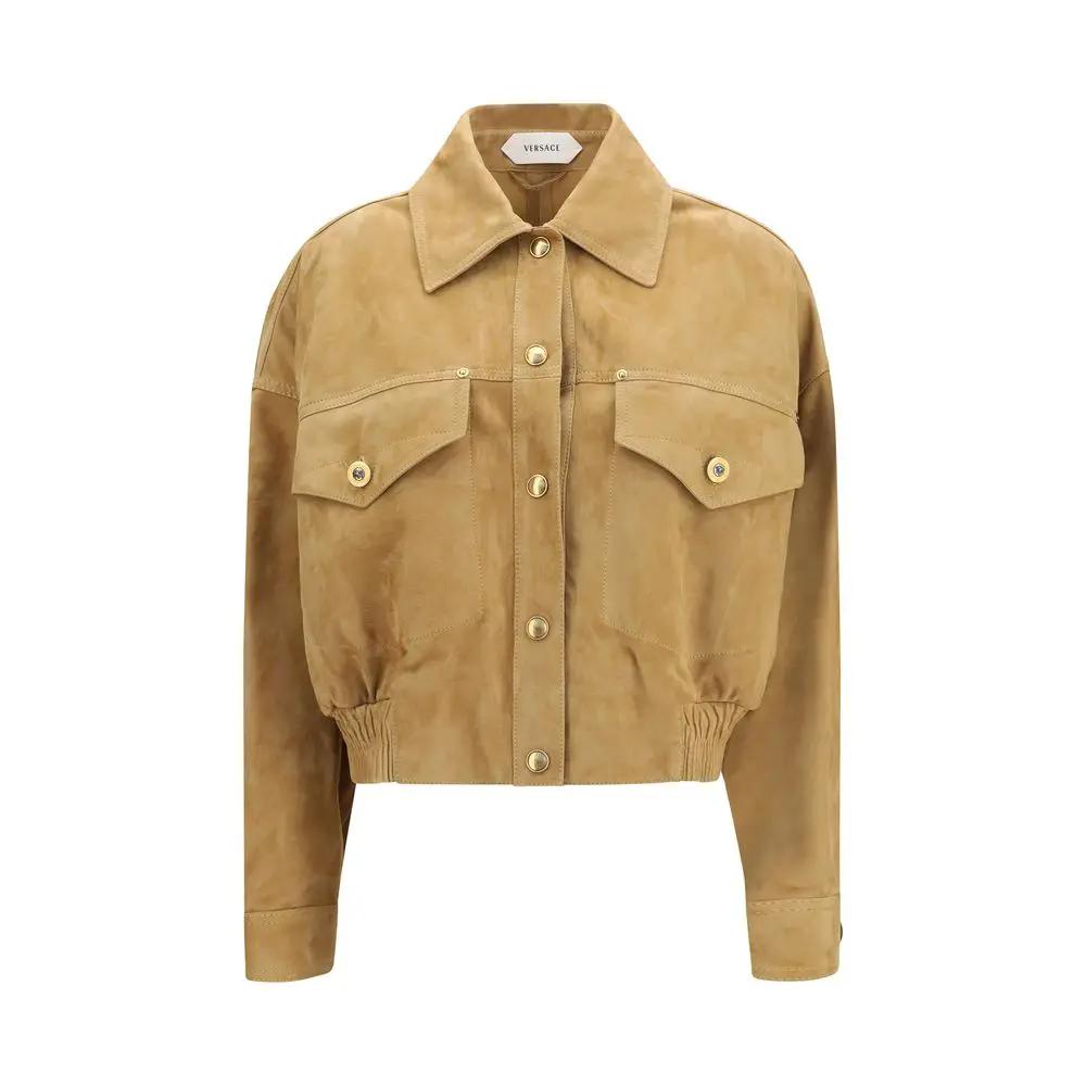Versace Versace Beige Lamb Leather Bomber