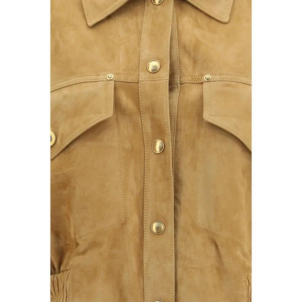 Versace Versace Beige Lamb Leather Bomber